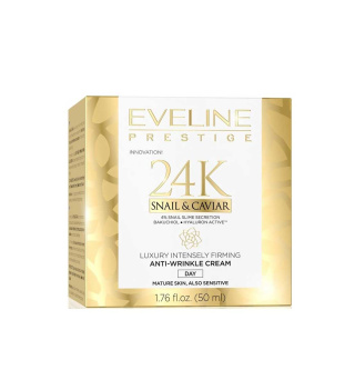 کرم ضد چروک روز خاویار و حلزون 24K حجم 50میل اولاین Eveline 24K Snail And Caviar Day 50m