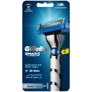 خودتراش ژیلت سه تیغه Mach 3 Turbo 3D به همراه 1 عدد یدک Gillette Mach 3 Turbo Razor