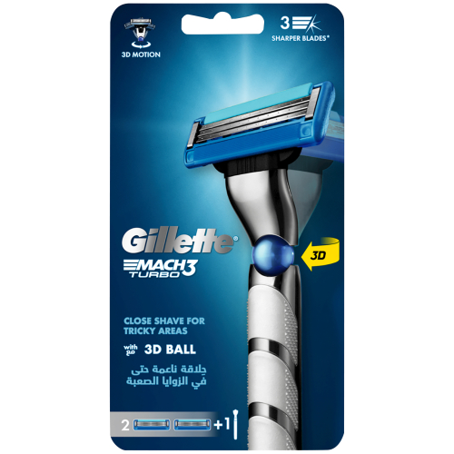 خودتراش ژیلت سه تیغه Mach 3 Turbo 3D به همراه 1 عدد یدک Gillette Mach 3 Turbo Razor