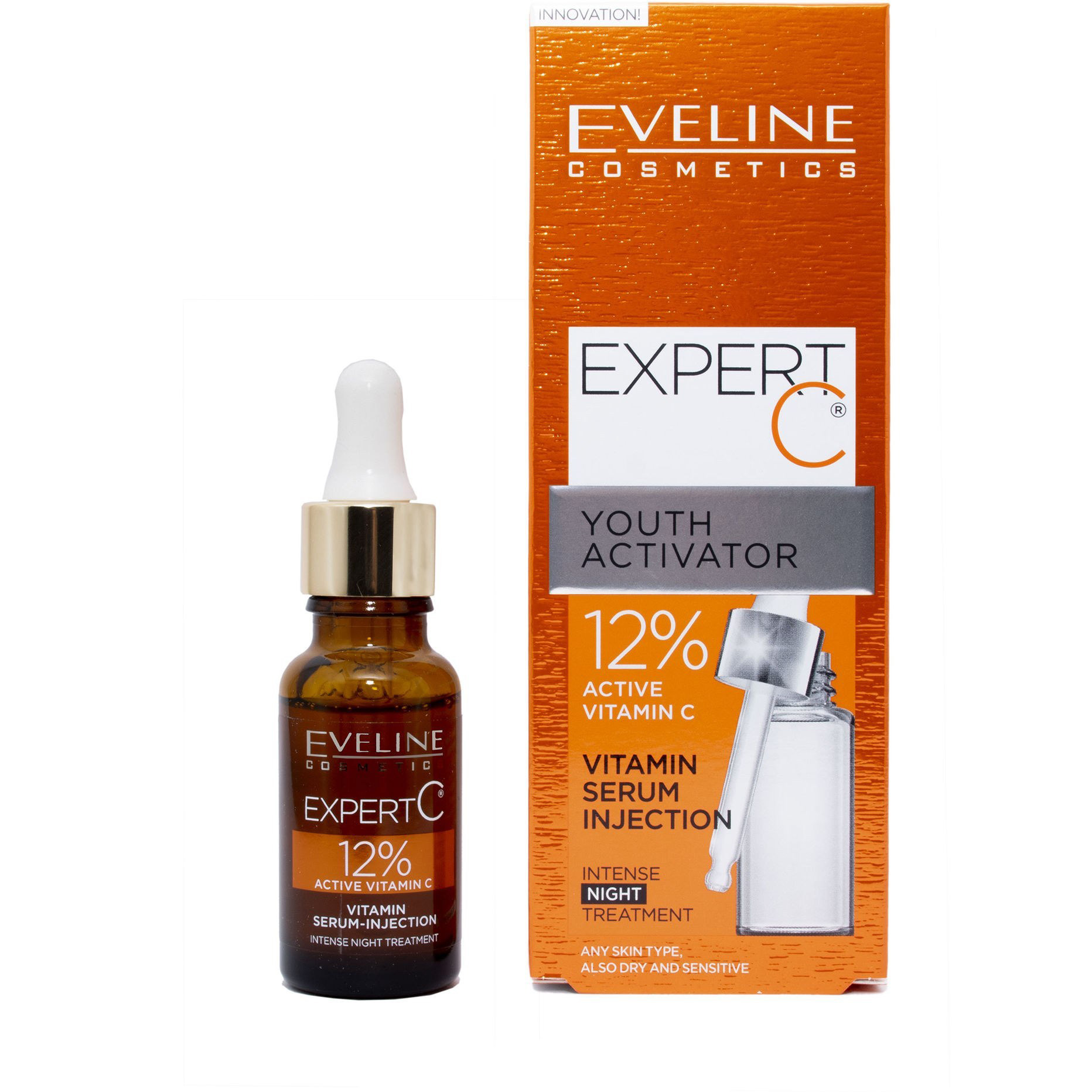 سرم روشن کننده و جوان کننده ویتامین سی 12% اولاینEVELINE EXPERT C YOUTH ACTIVATOR SERUM