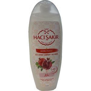 شامپو حاجی شاکر 2 در 1 مخصوص موهای رنگ شده حاوی عصاره انار 500 میل Haji Shaker 2 in 1 shampoo for dyed hair containing pomegranate extract 500 ml