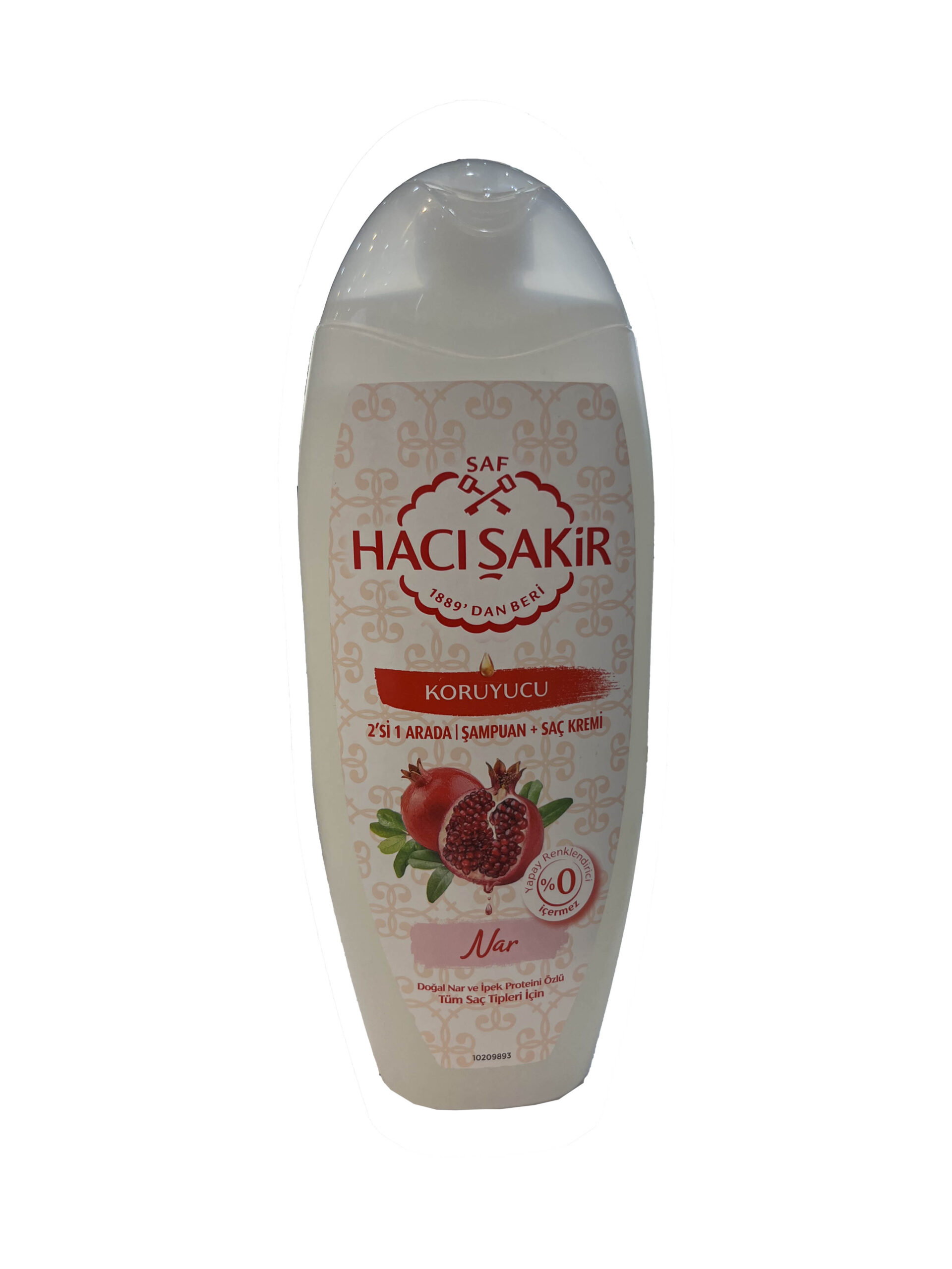 شامپو حاجی شاکر 2 در 1 مخصوص موهای رنگ شده حاوی عصاره انار 500 میل Haji Shaker 2 in 1 shampoo for dyed hair containing pomegranate extract 500 ml