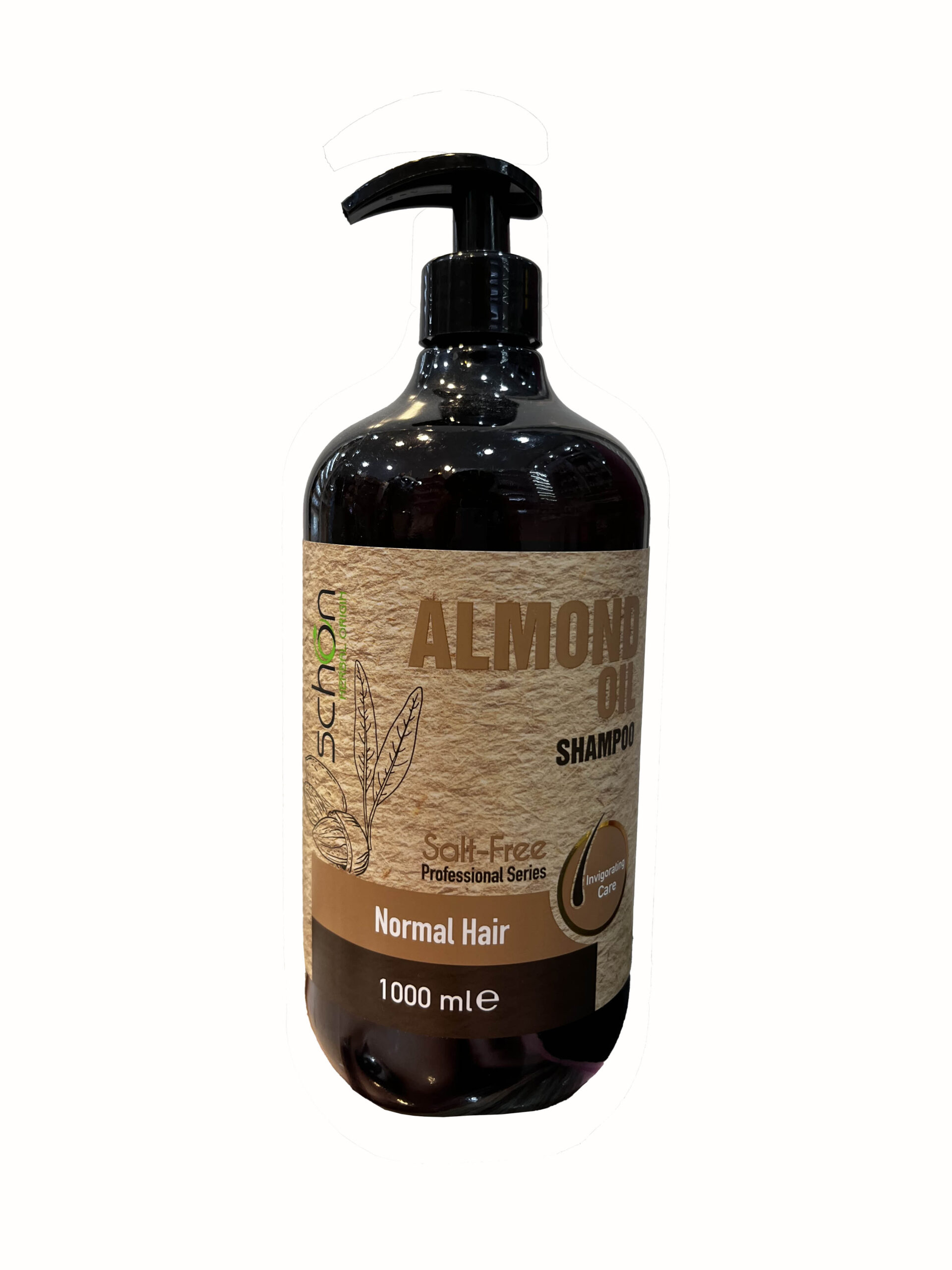 شامپو سر فاقد نمک شون مدل Almond Oil حاوی روغن بادام مناسب موهای نرمال حجم 1000 میل شون Schon almond oil shampoo without salt, suitable for normal hair, 1000 ml