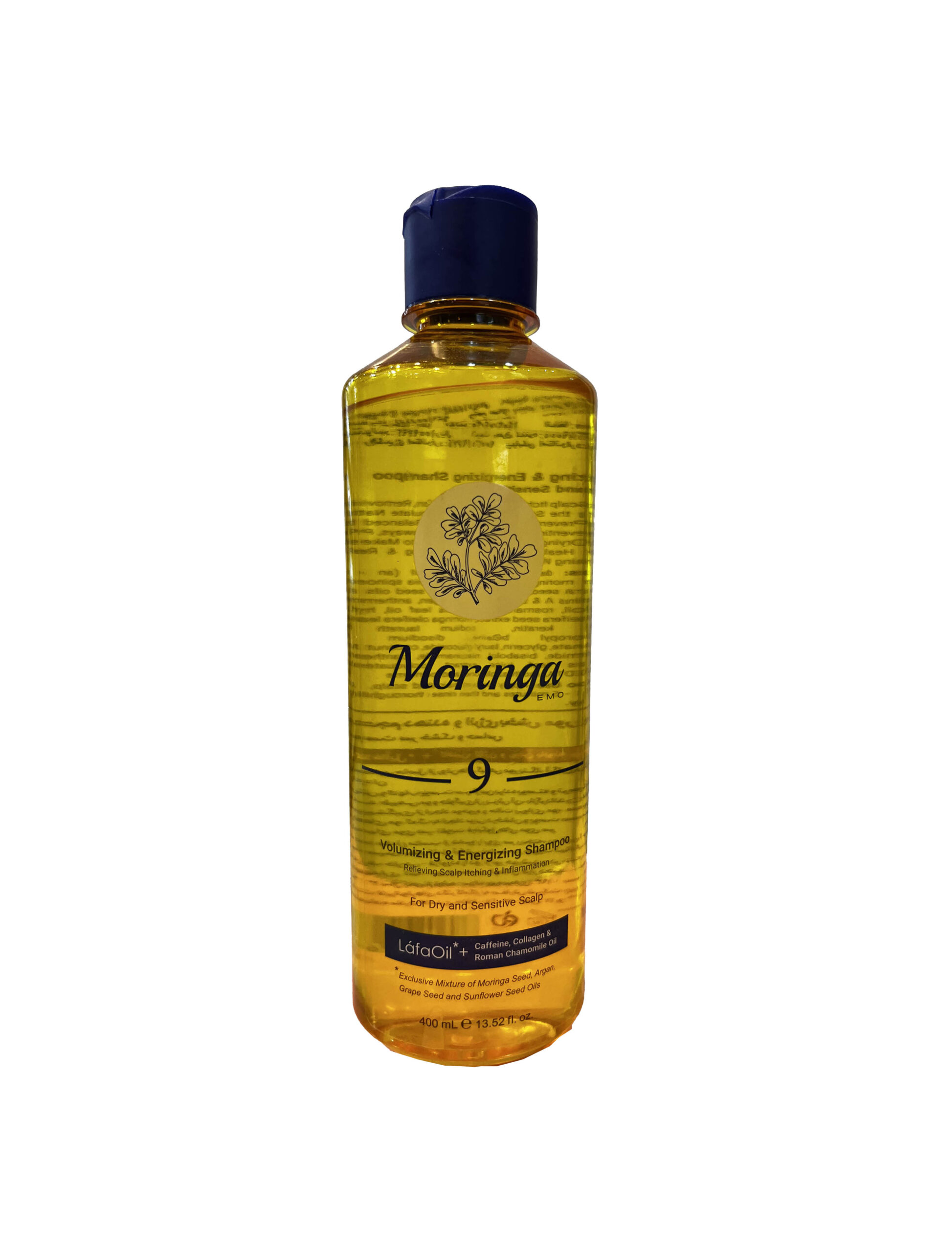 شامپو حجم دهنده و انرژی بخش ۹ مورینگا امو مناسب پوست سر خشک و حساس400 میل Moringa Emo ۹ Volumizing And Energizing Shampoo For Dry And Senstive Scalp