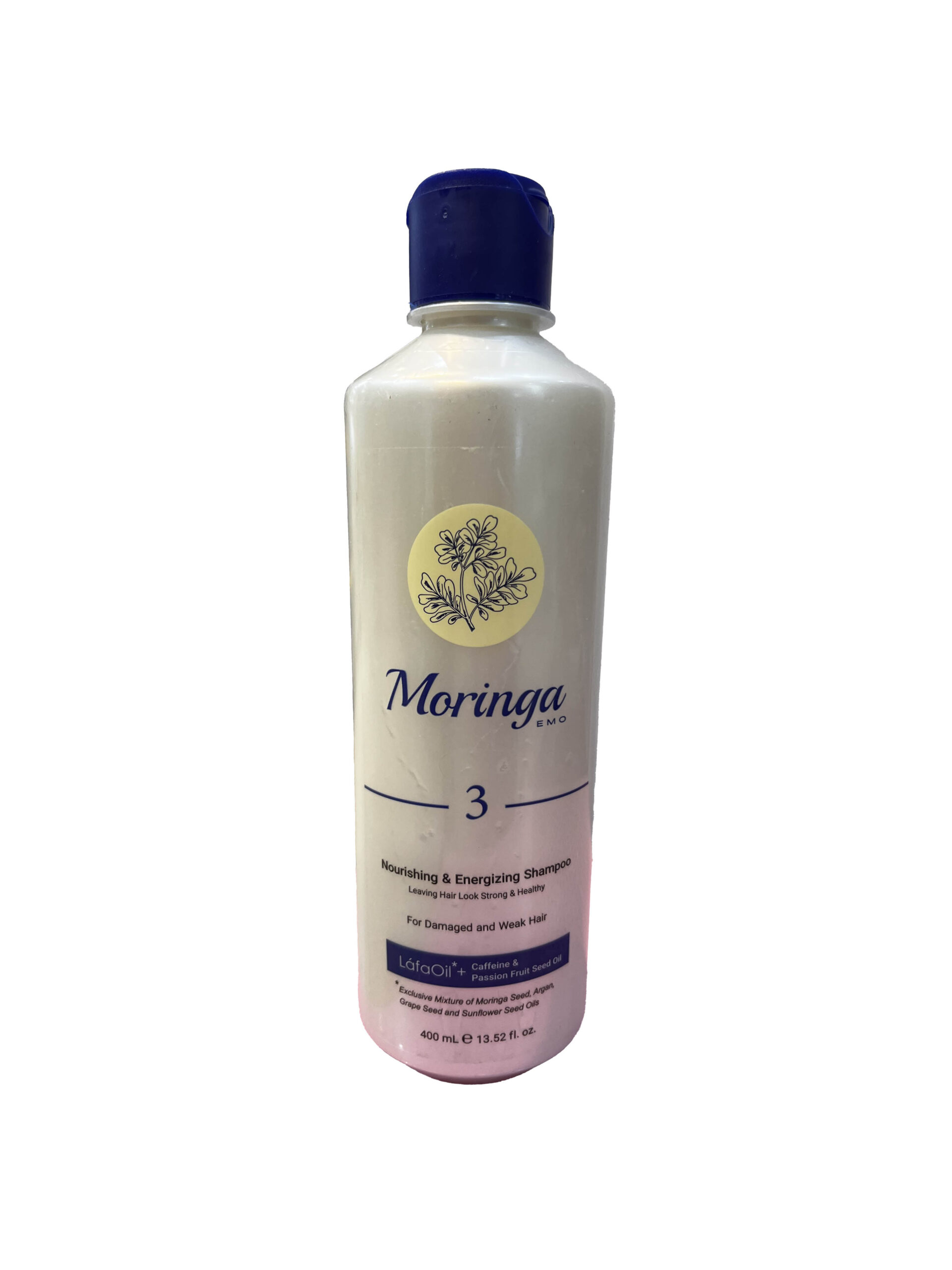 شامپو مغذی و انرژی بخش ۳ مورینگا امو مناسب موهای آسیب دیده و ضعیف Moringa Emo ۳ Nourishing & Energizing Shampoo for damaged and weak hair