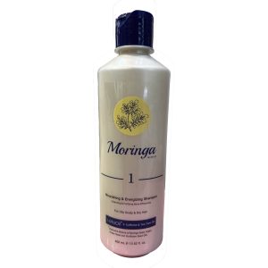 شامپو مغذی و انرژی بخش ۱ مورینگا امو مناسب پوست سر چرب و موی خشک  400میل Moringa Emo ۱ Nourishing & Energizing Shampoo for oily scalp and dry hair