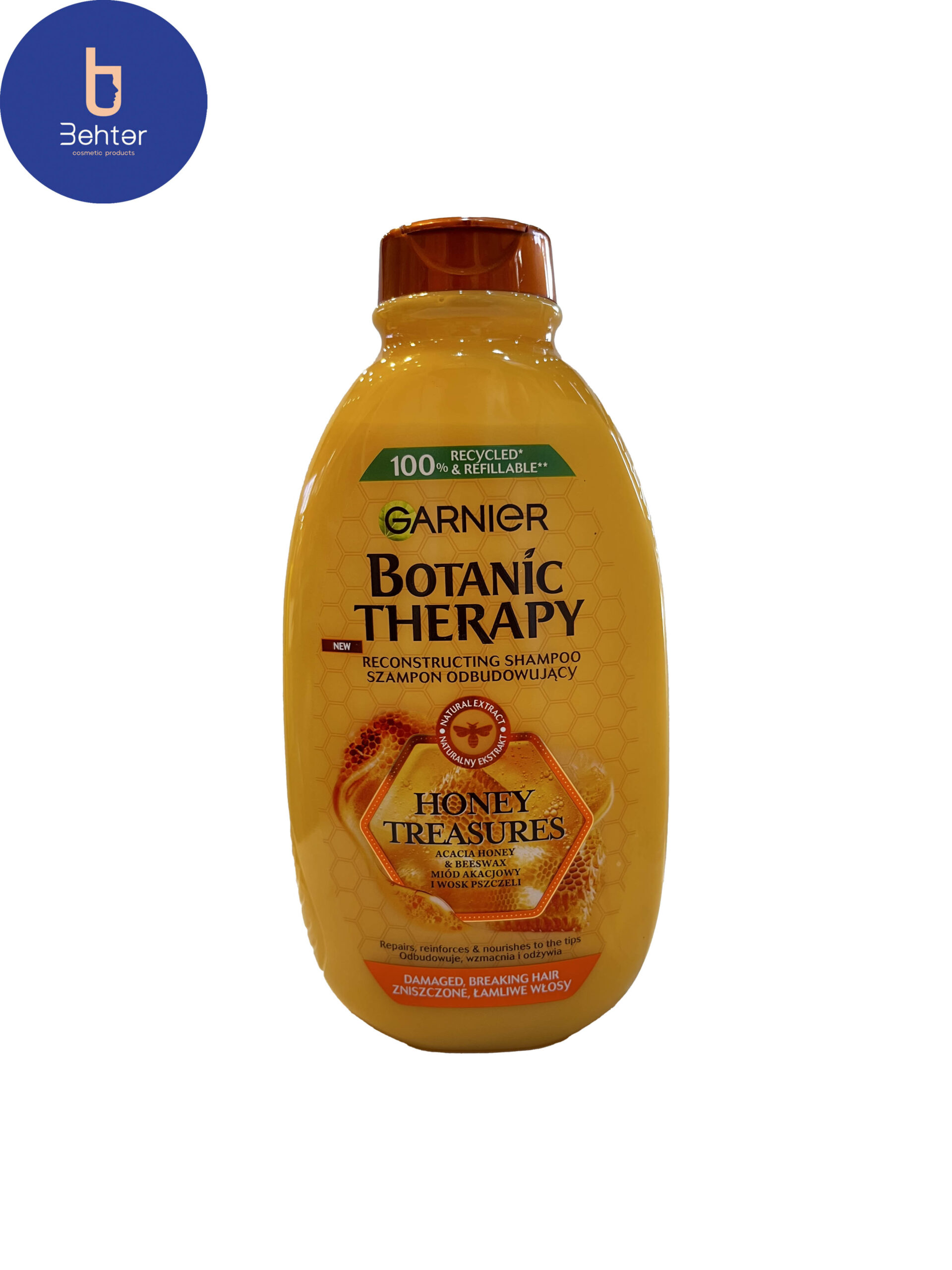 شامپو گارنیر تقویت کننده بوتانیک تراپی عسل برای موهای آسیب دیده400میلGarnier honey botanical strengthening shampoo for damaged hair 400 ml