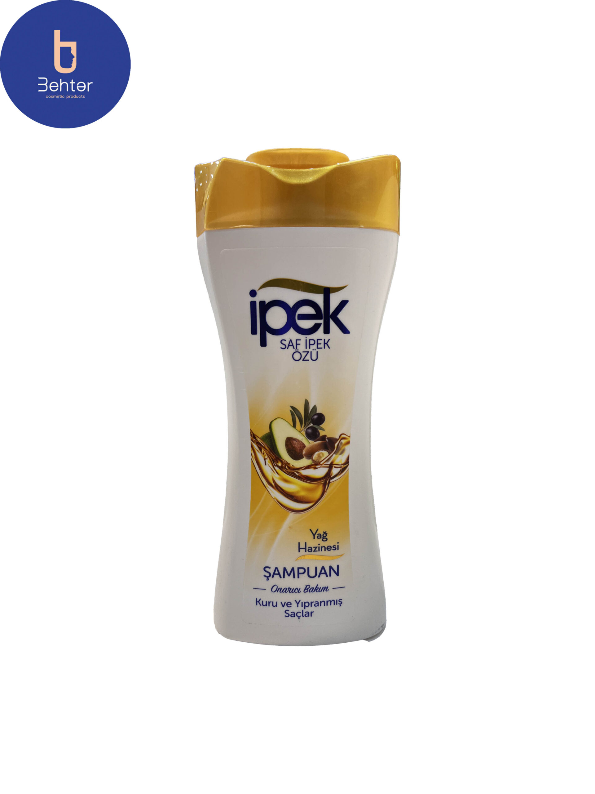 شامپو ایپک طلایی حاوی عصاره آووکادو و زیتون برای موهای خشک و آسیب دیده 600ml Golden IPAK shampoo containing avocado and olive extract for dry and damaged hair 600ml