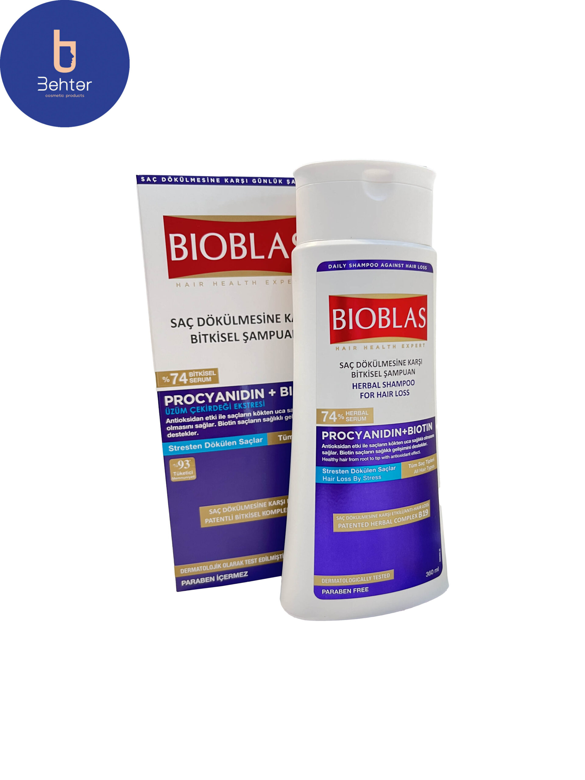 شامپو بیوبلاس ضد ریزش و ضد استرس انواع مو 360میل Anti-falling and anti-stress Bioblas shampoo for all types of hair, 360 ml