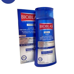 شامپو ضد ریزش و ضد شوره مردانه بیوبلاس حاوی منتول و کمپلکس B19 حجم 360 میلAnti-falling and anti-dandruff men’s Bioblas shampoo containing menthol and B19 complex, volume 360 ​​ml