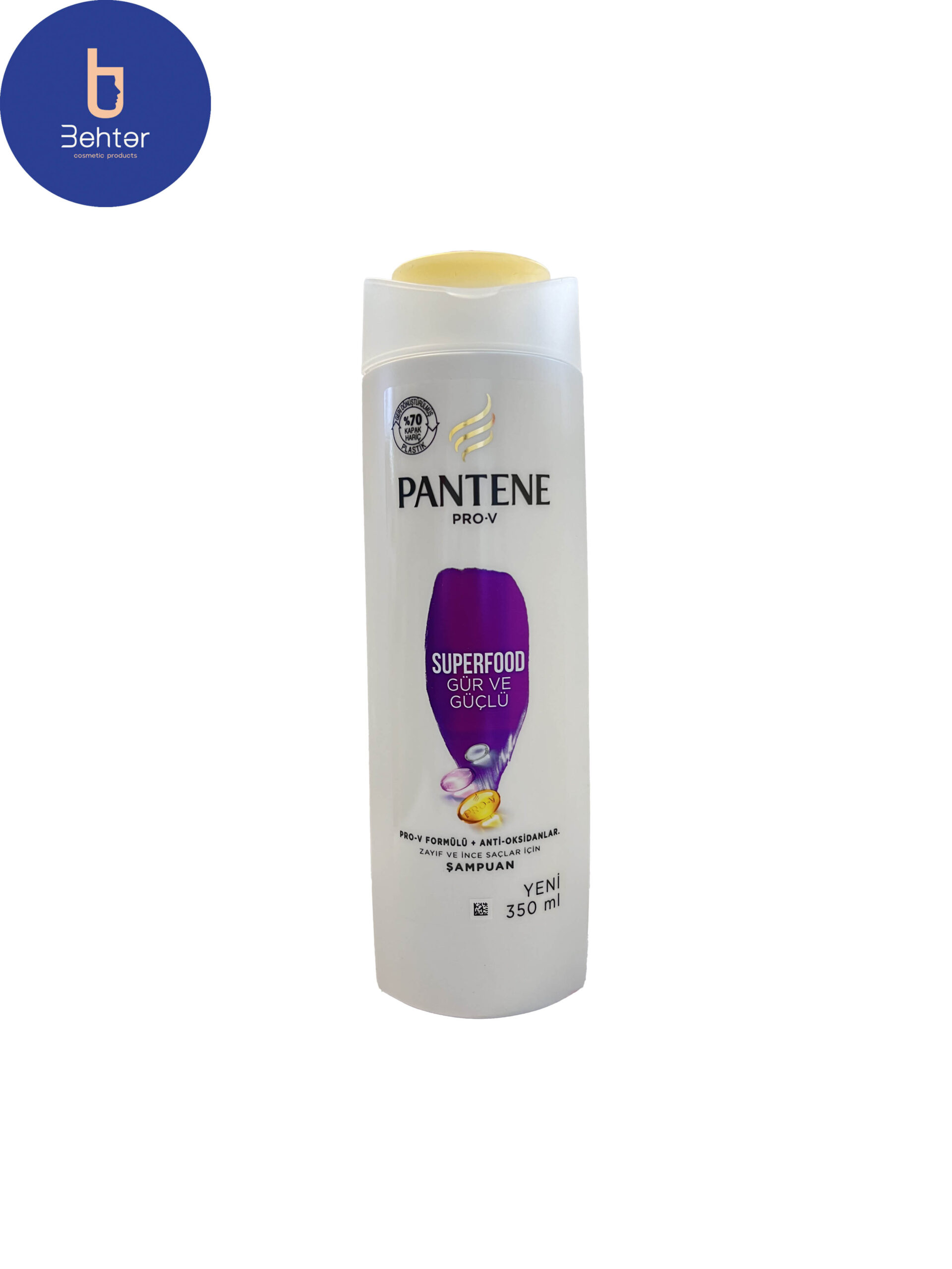 شامپو پانتن ضد موخوره Superfood مناسب موهای ضعیف و شکننده حجم 350میل Pantene Superfood anti-frizz shampoo suitable for weak and fragile hair, volume 350 ml