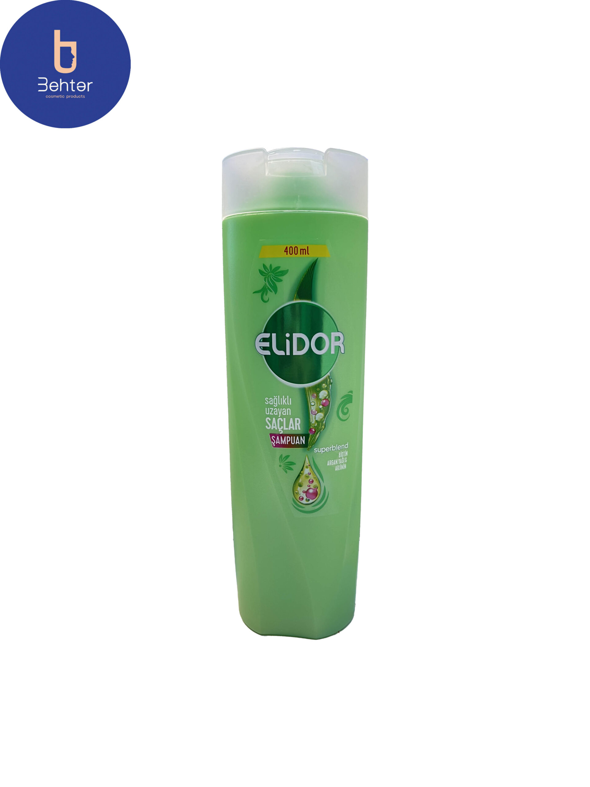 شامپو الیدور مدل Saglikli Uzayan Saclar حاوی بیوتین، روغن آرگان و آرژینین 400 میلElidor shampoo model Saglikli Uzayan Saclar containing biotin, argan oil and arginine 400 ml