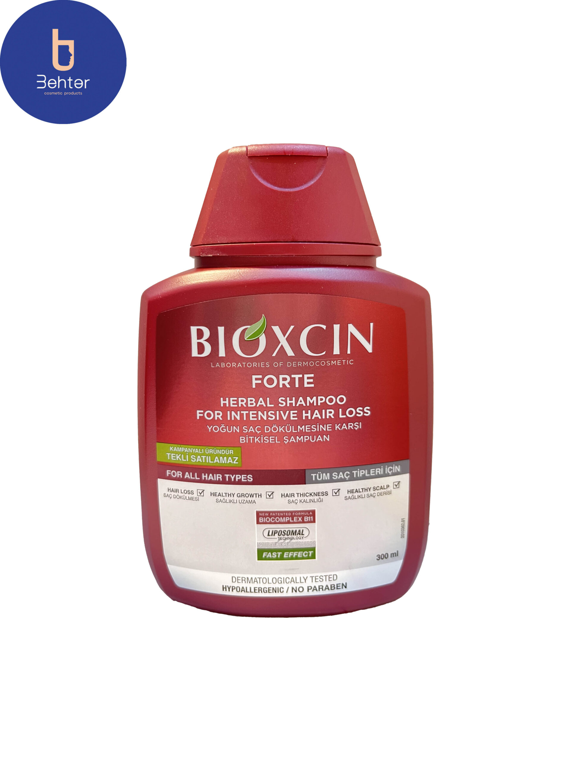 شامپو گیاهی ضد ریزش مو بیوکسین سری Forte مناسب انواع مو 300 میلBioxin anti-hair loss herbal shampoo, Forte series, suitable for all types of hair, 300 ml