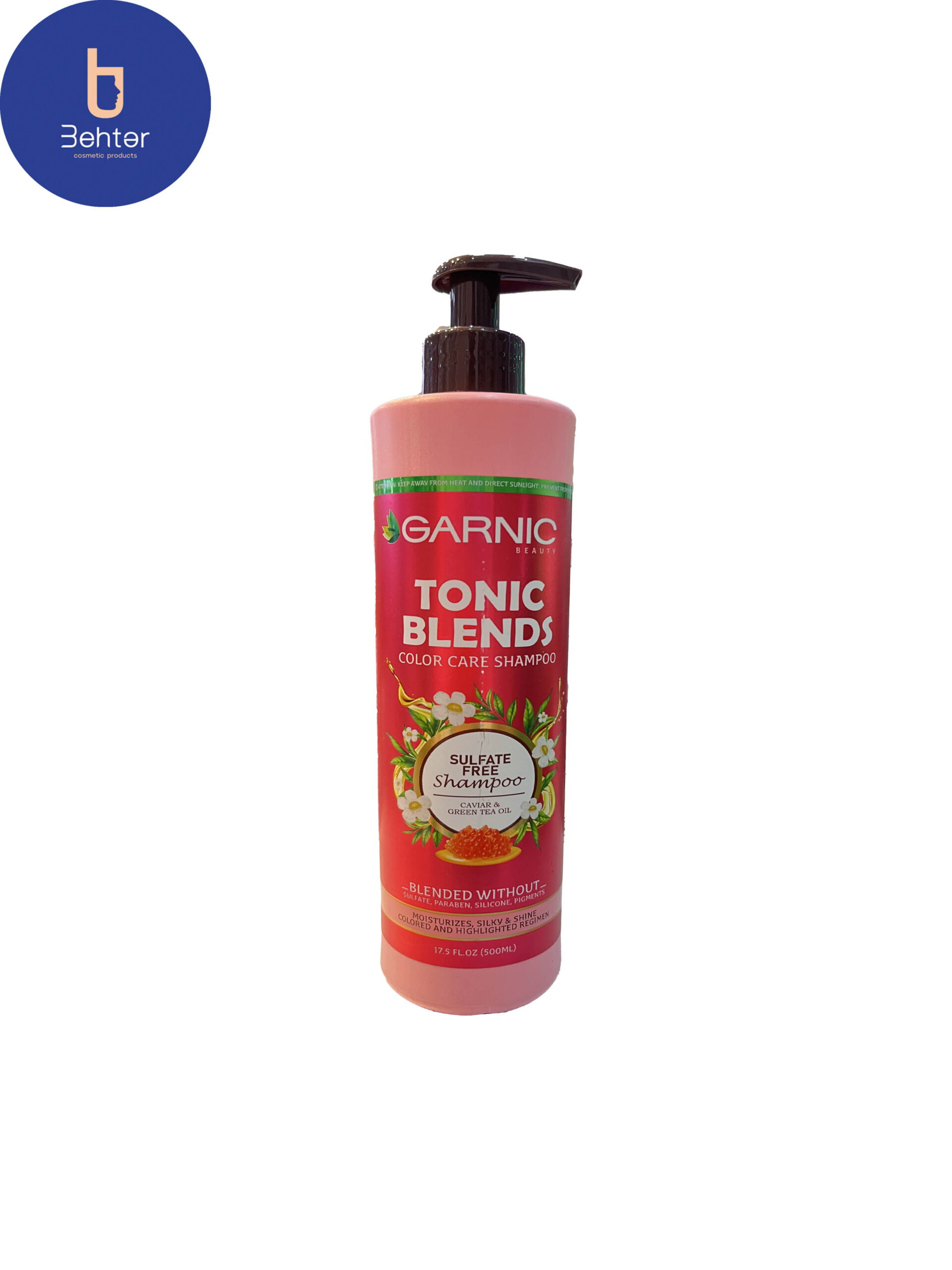 شامپو گارنیک بدون سولفات مخصوص موهای رنگ شده حاوی خاویار و روغن برگ چای 500میلGarnik sulfate-free shampoo for colored hair containing caviar and tea leaf oil 500 ml