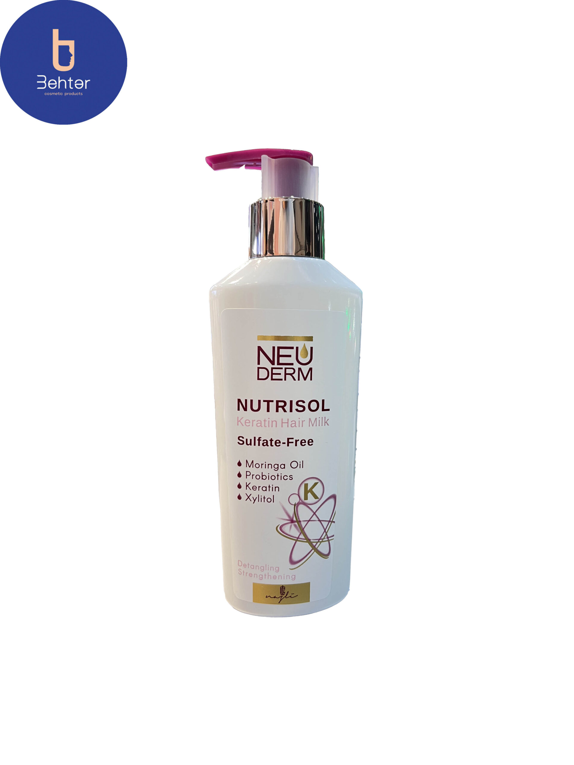 شیر مو کراتینه فاقد سولفات نوتریسل نئودرم بدون آبکشی 200میل Nutrisel Neoderm sulfate-free keratin hair milk without rinsing 200 ml