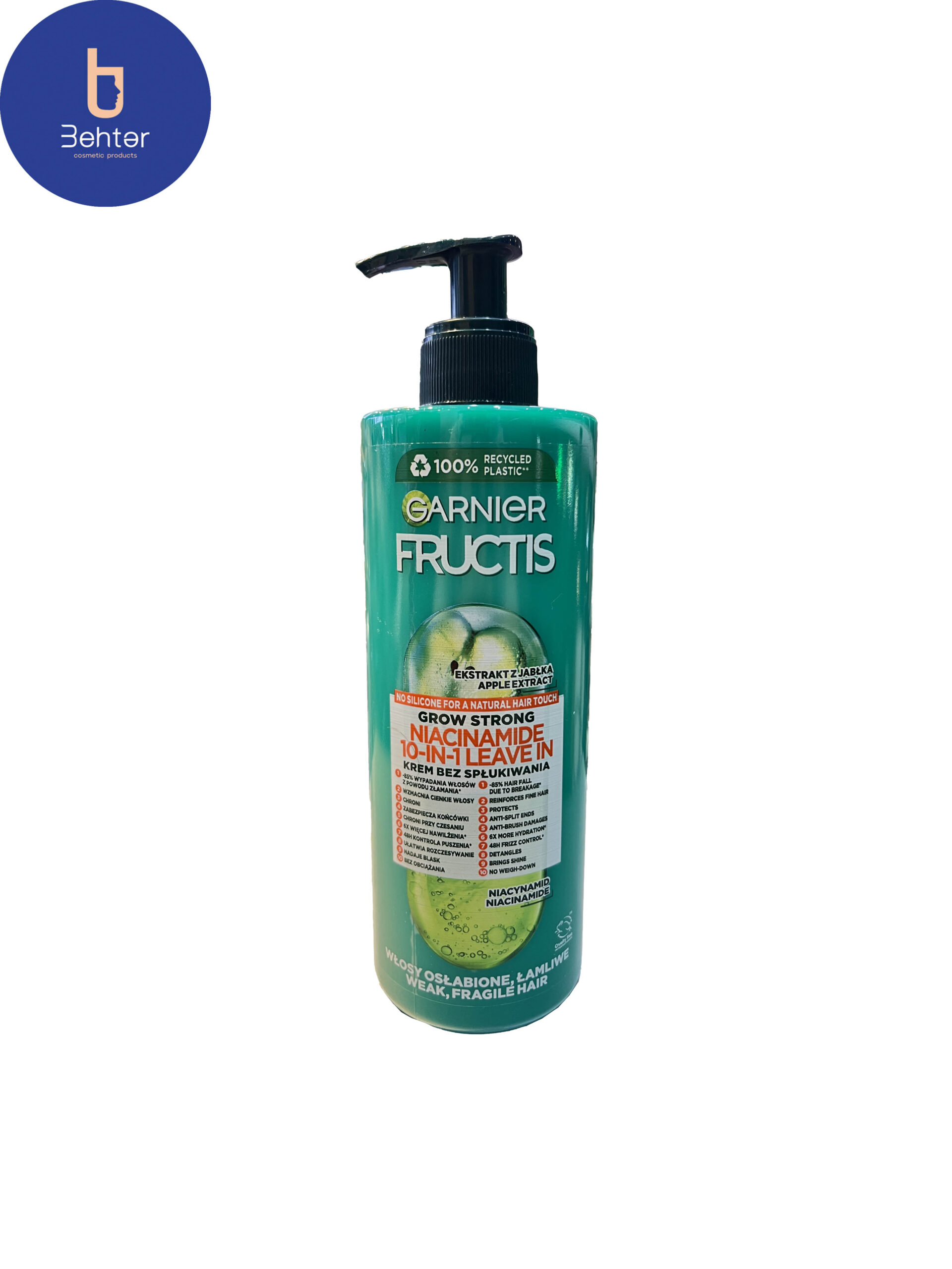 کرم مو گارنیر 10در1 مدلfructis بدون آبکشی400میل Garnier hair cream 10 in 1 fructis model without rinsing 400 ml