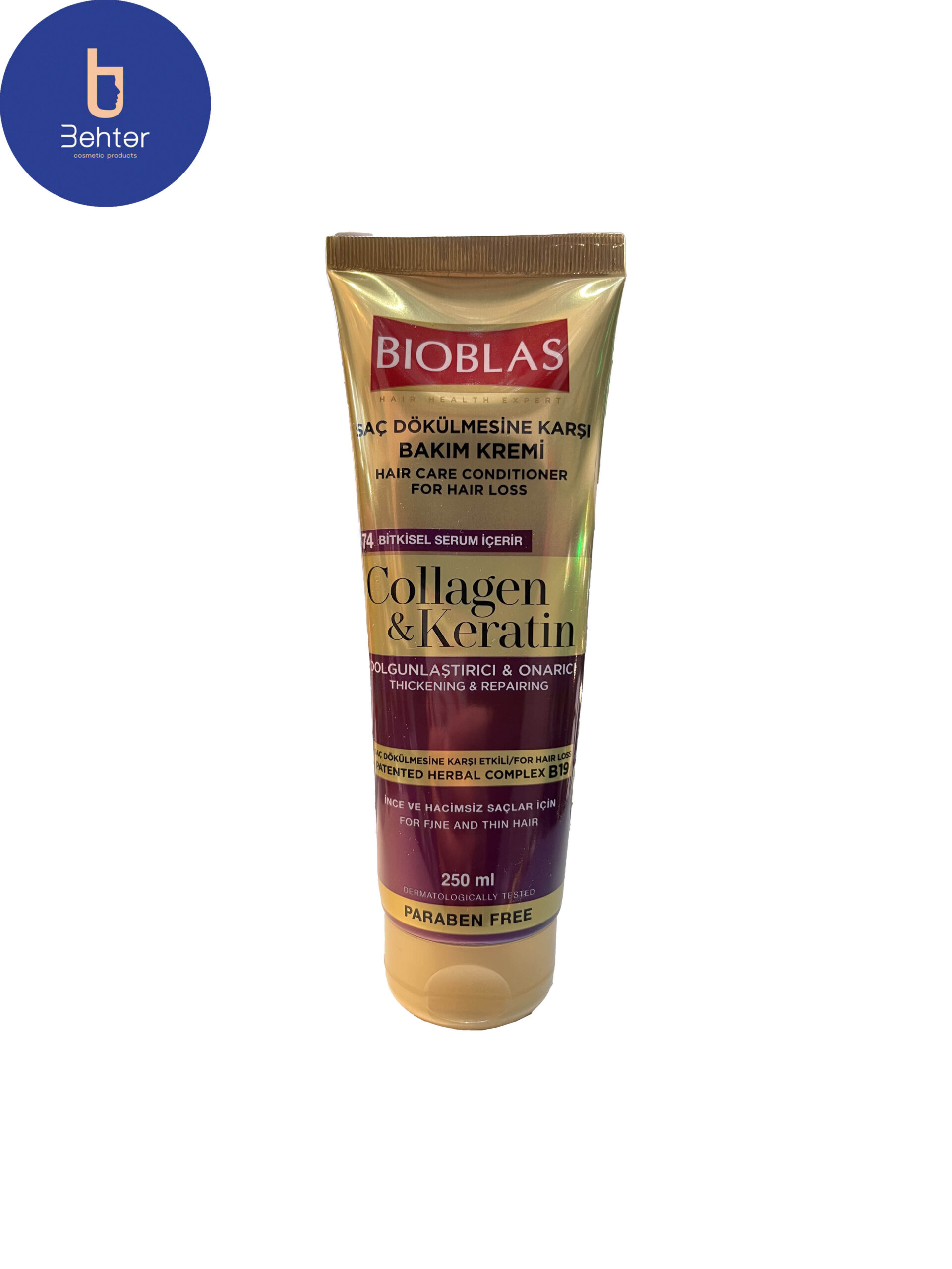 ماسک مو بیوبلاس ضدریزش حاوی کلاژن و کراتین انواع پوست 250 میل Anti-shedding bioblas hair mask containing collagen and keratin for all skin types 250 ml