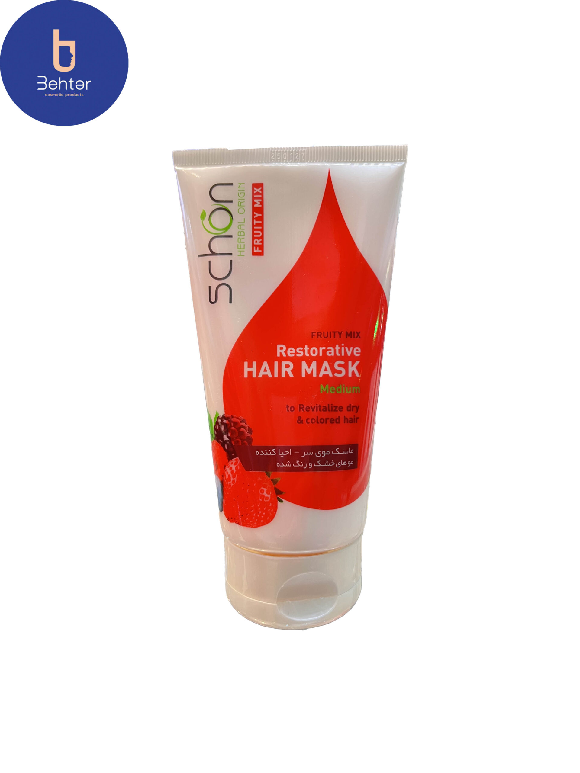 ماسک مو شون مدل FRUITY MIX احیا کننده موهای خشک و رنگ شده حجم SCHOON hair mask, model FRUITY MIX, regenerating dry and colored hair, volume 150 ml