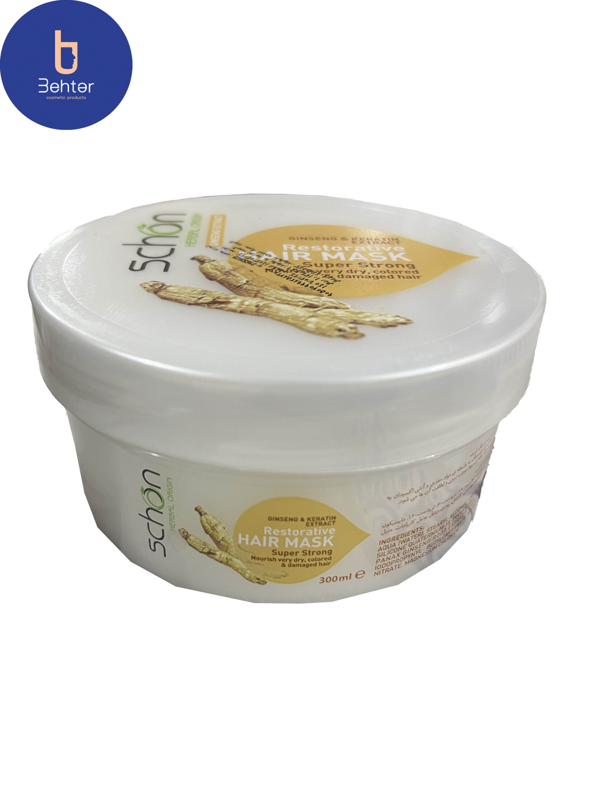 ماسک موی ترمیم کننده شون مدل Ginseng And Keratin حجم 300 میلschon Ginseng And Keratin Restorative Hair Mask 300 ml