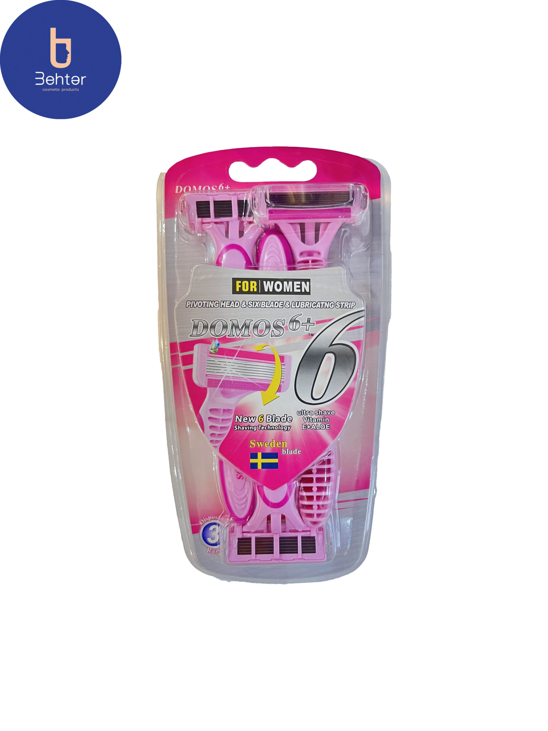 خودتراش زنانه دوموس DOMOS مدل 6+مناسب خانم ها بسته 3 عددیDOMOS self shaver model 6+ suitable for women, pack of 3 pieces