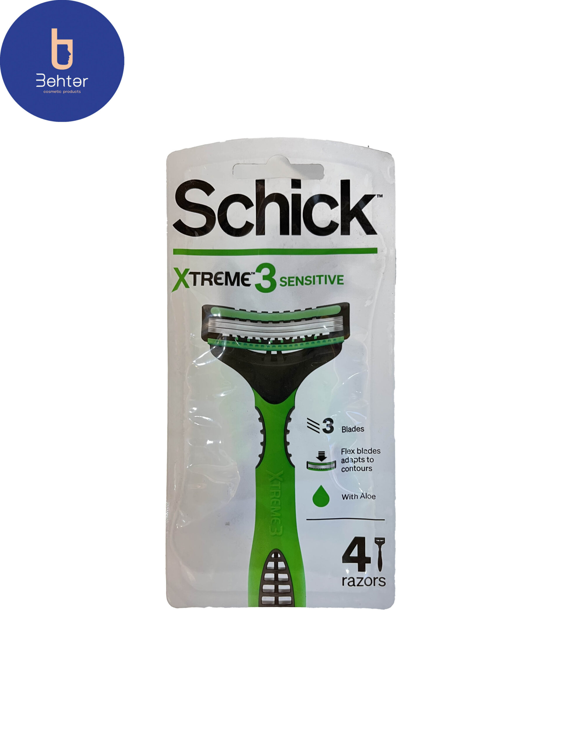 خودتراش شیک مدل اکستریم 3 لبه مناسب مردان بسته چهار عددی self-shaver schick extreme model, 3 edges, suitable for men, 4 packs