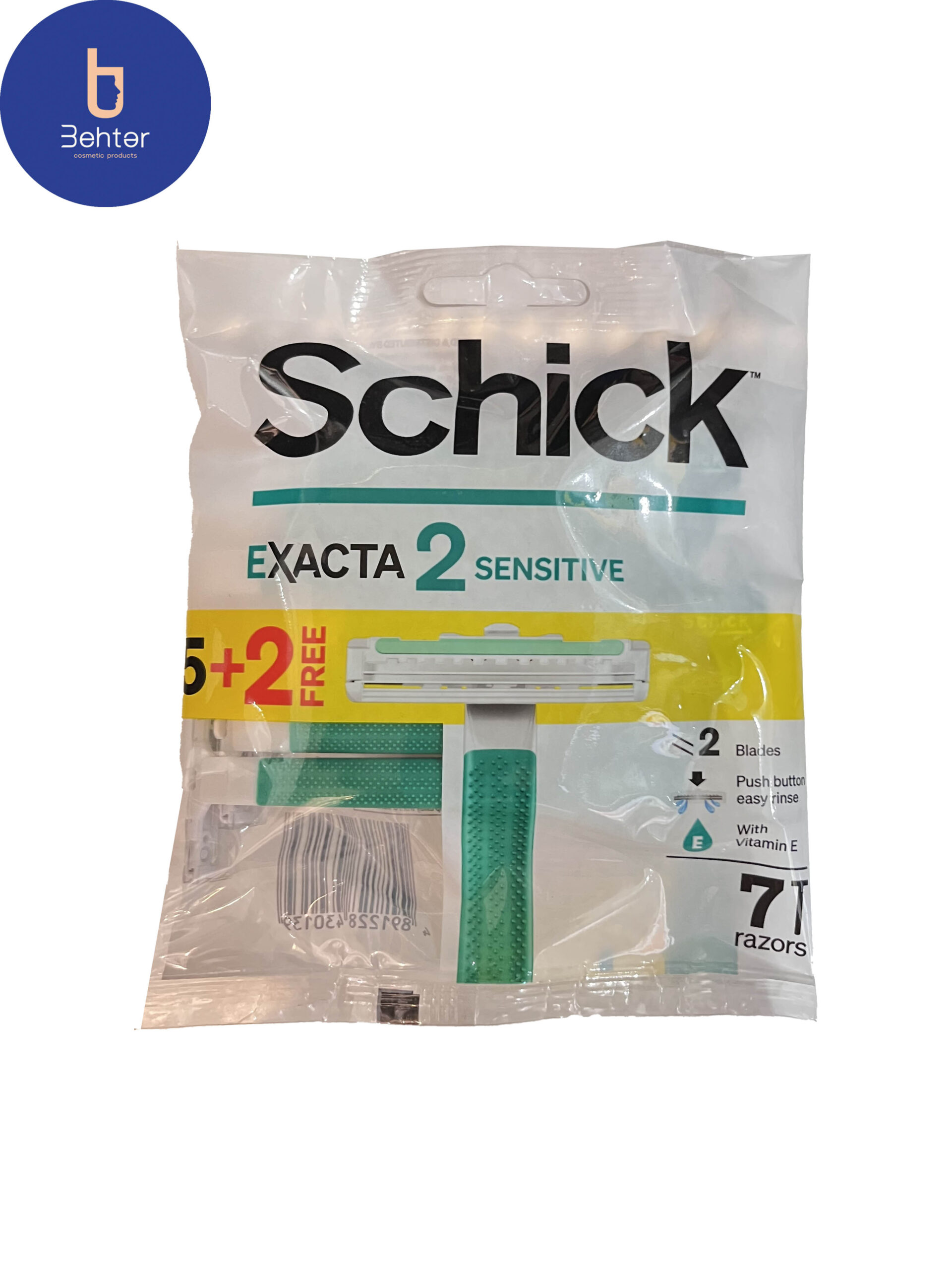 خودتراش شیک مدل Exacta 2 Sensitive  مناسب پوست های حساس بسته 7 عددی self-shaving schick Exacta 2 Sensitive model, suitable for sensitive skin, pack of 7 pieces