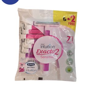 خود تراش ۲ تیغ شیک مدل Exacta 2 Sensitive مناسب بانوان بسته ۷ عددی  self-shaving schick Exacta 2 Sensitive model, suitable for women, 7 pieces pack