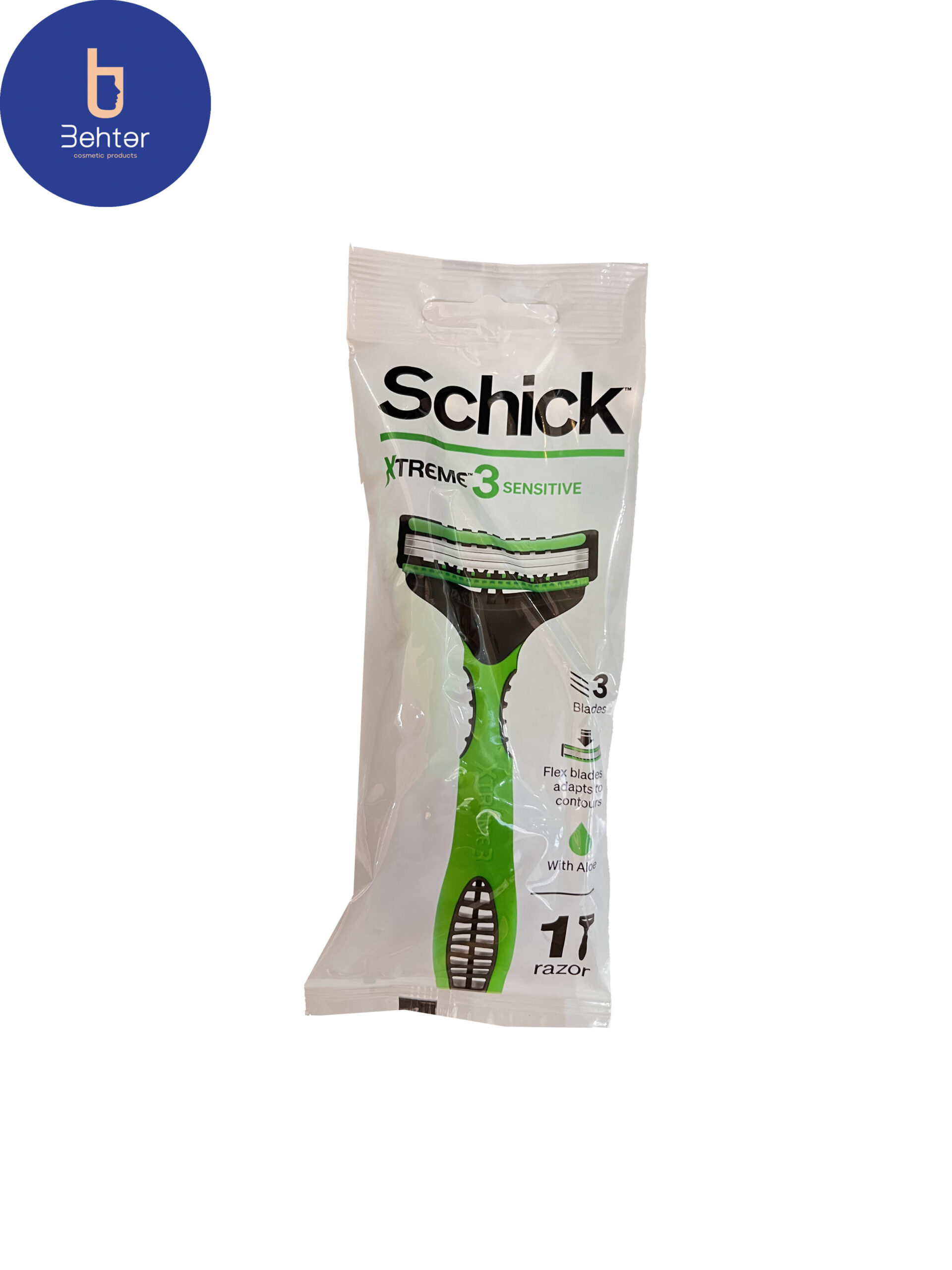 خودتراش 3 تیغ شیک مدل Extreme 3 Sensitive مناسب مردان بسته تک عدد self-shaving schick model Extreme 3 Sensitive, suitable for men, single pack