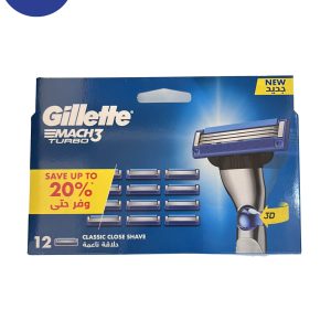 تیغ یدک ژیلت مدل MACH3TURBO بسته 12عددی Gillette spare razor MACH3TURBO model, pack of 12
