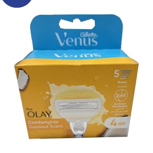 تیغ یدک 5 لبه ونوس مدل OLAYمناسب بانوان بسته 4 عددیVenus 5-edge spare razor, Olay model, suitable for women, 4 pieces
