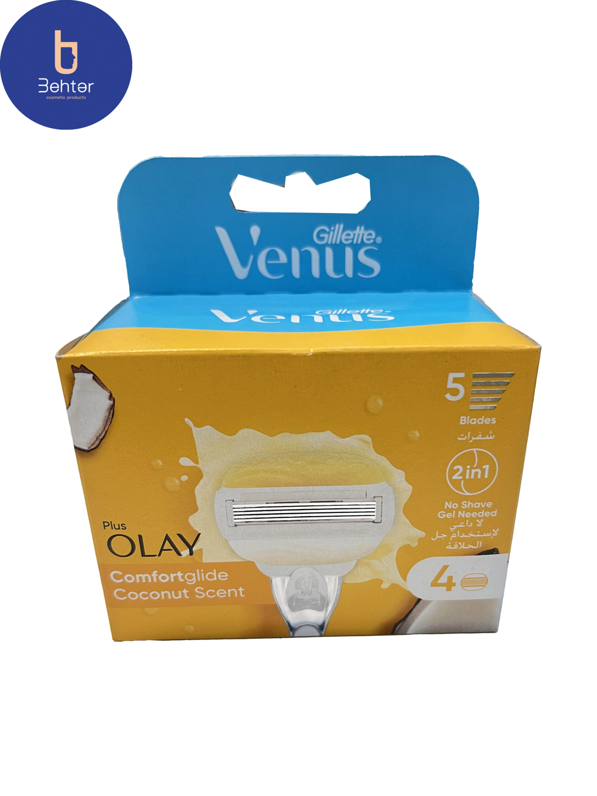 تیغ یدک 5 لبه ونوس مدل OLAYمناسب بانوان بسته 4 عددیVenus 5-edge spare razor, Olay model, suitable for women, 4 pieces