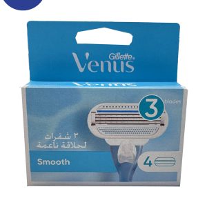 تیغ یدک ژیلت سه لبه ونوس مدل smooth بسته 4 عددیGillette Venus three-edged spare razor, flat model, 4 pieces