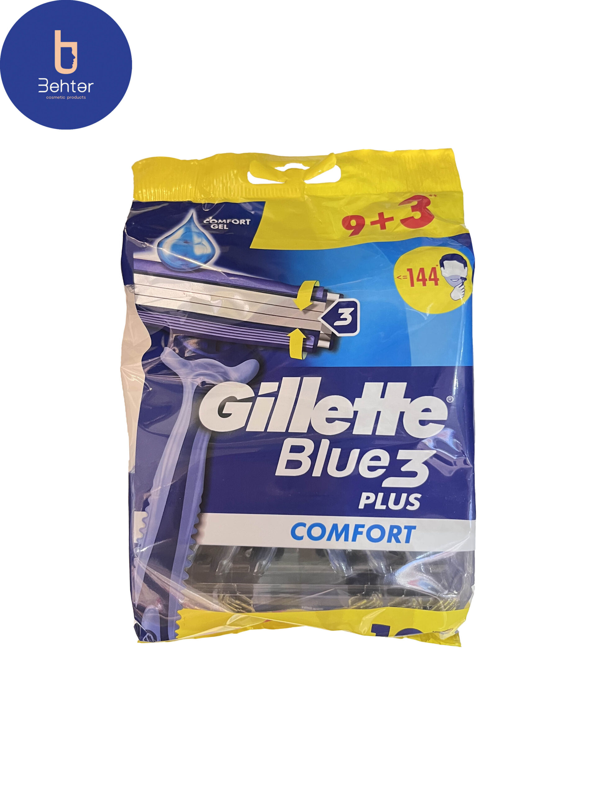 خود تراش ژیلت مدل blue3+  بسته 12 عددی Gillette self-shave  blue3+ model, pack of 12