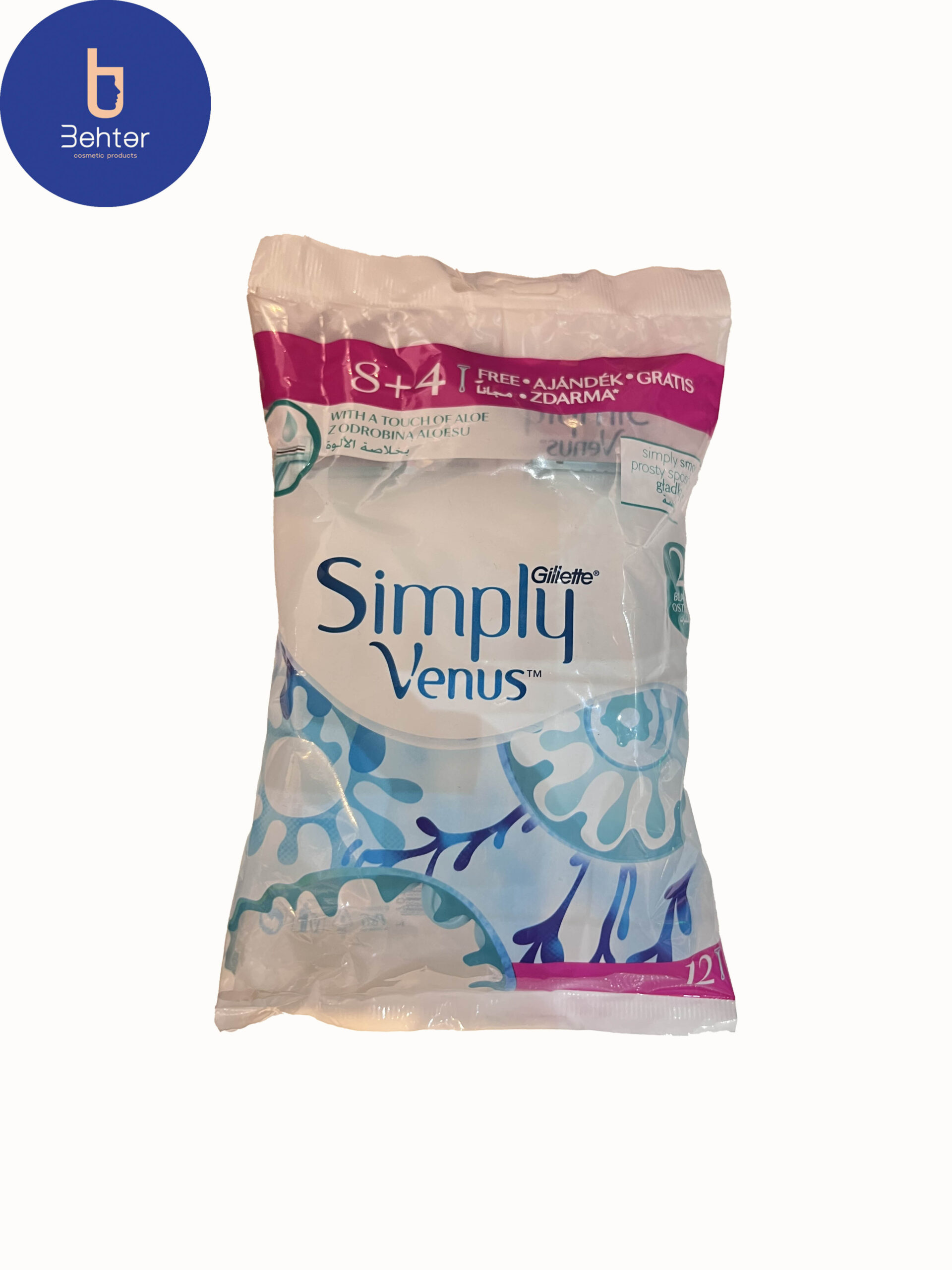 ژیلت دو لبه پفکی مدل Simply Venus بسته 12 عددیGillette double-edged puffy Simply Venus model, pack of 12