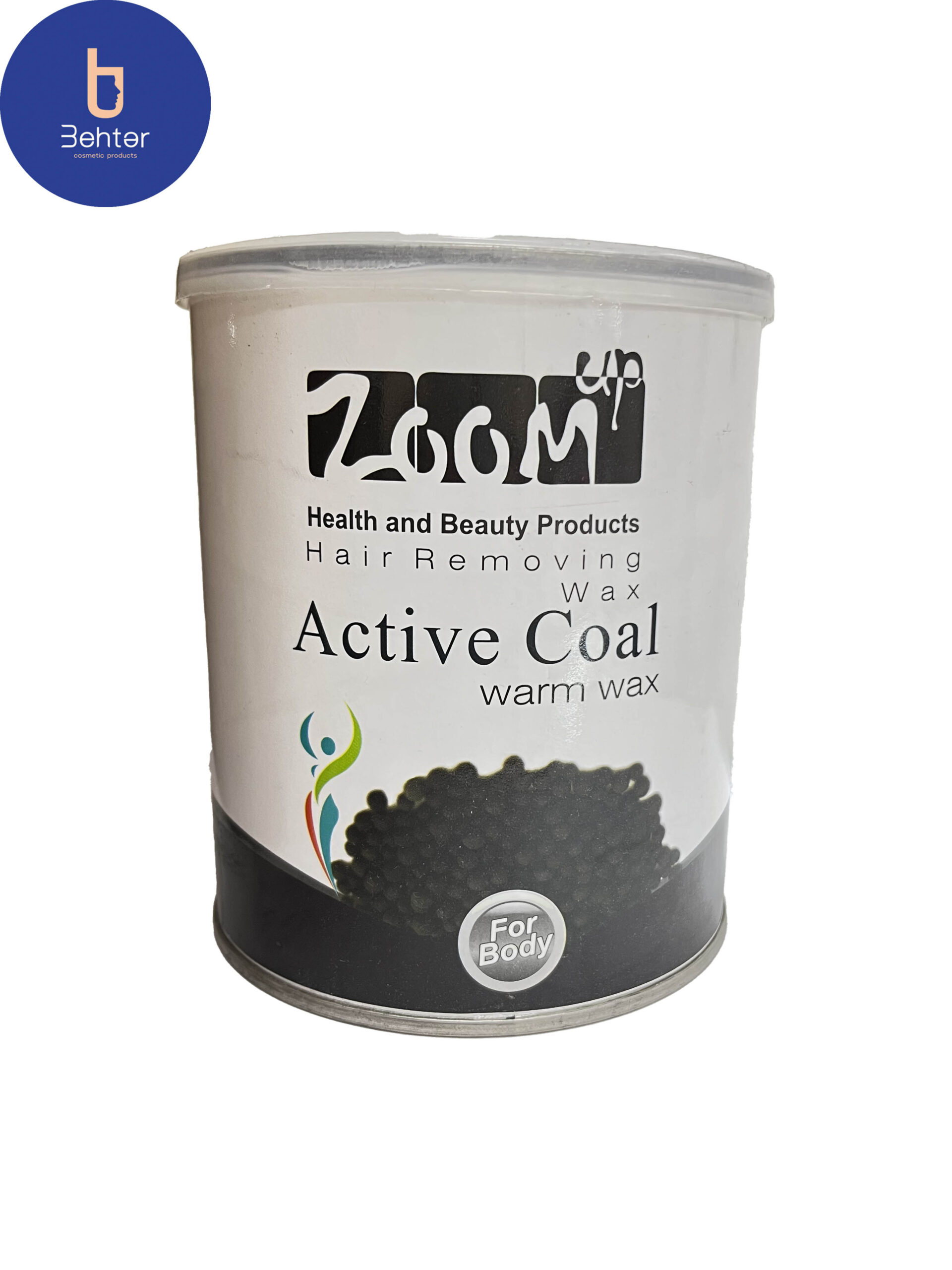 موم اپلاسیون کنسروی زوم اپ مدل زغالی حجم 800 گرم  haire remover wax Zoom-up , charcoal model, volume 800 gr