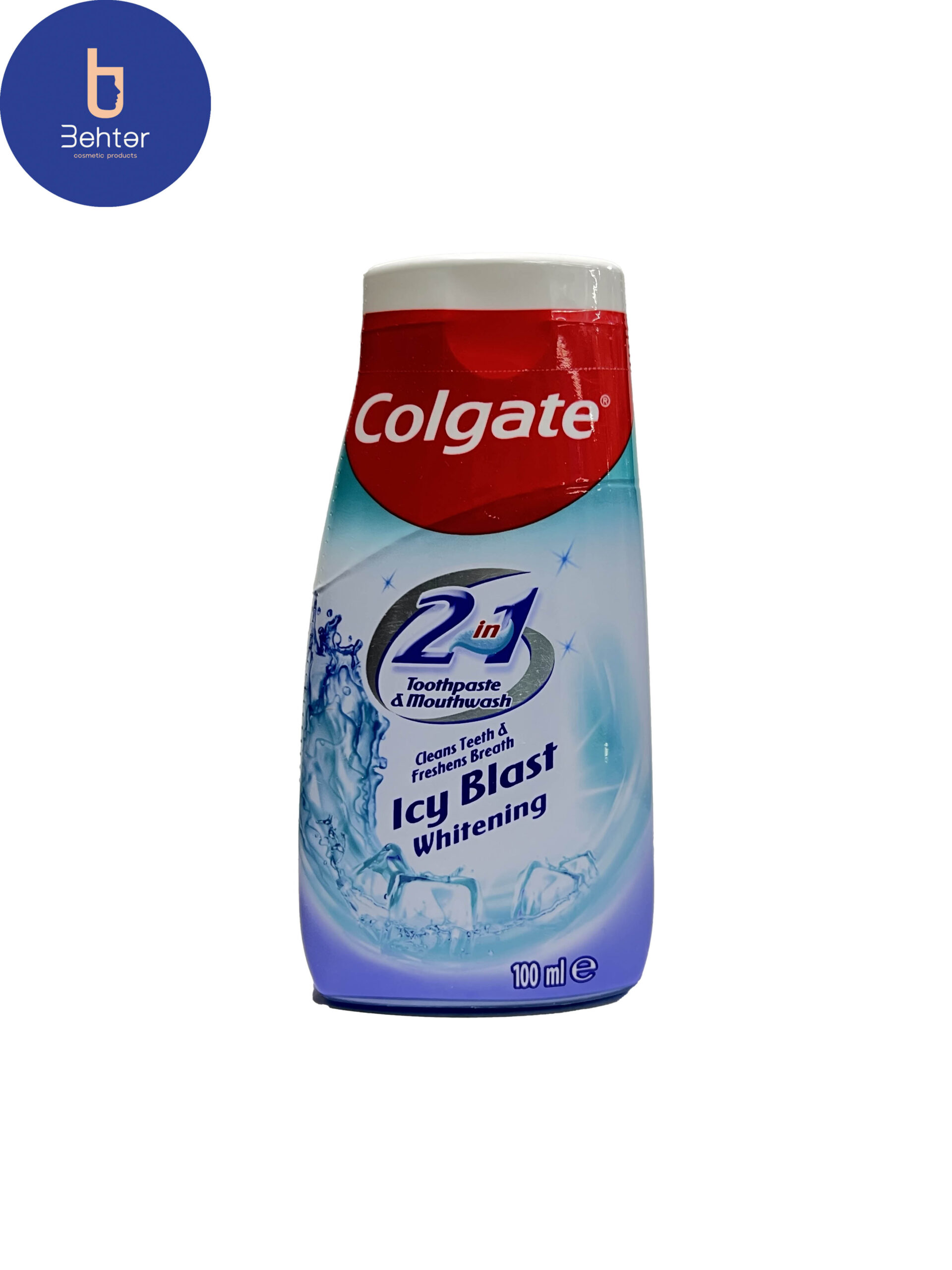 خمیردندان سفیدکننده و دهانشویه Colgate مدل Icy Blastحجم 100میل Colgate whitening toothpaste and mouthwash, Icy Blast model, volume 100 ml