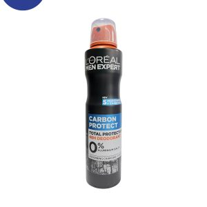 اسپری ضد تعریق مردانه لورال بدون آلومینیوم مدل Carbon Protect حجم 250 میلAluminum-free L’oral antiperspirant spray for men, model Carbon Protect, volume 250 ml
