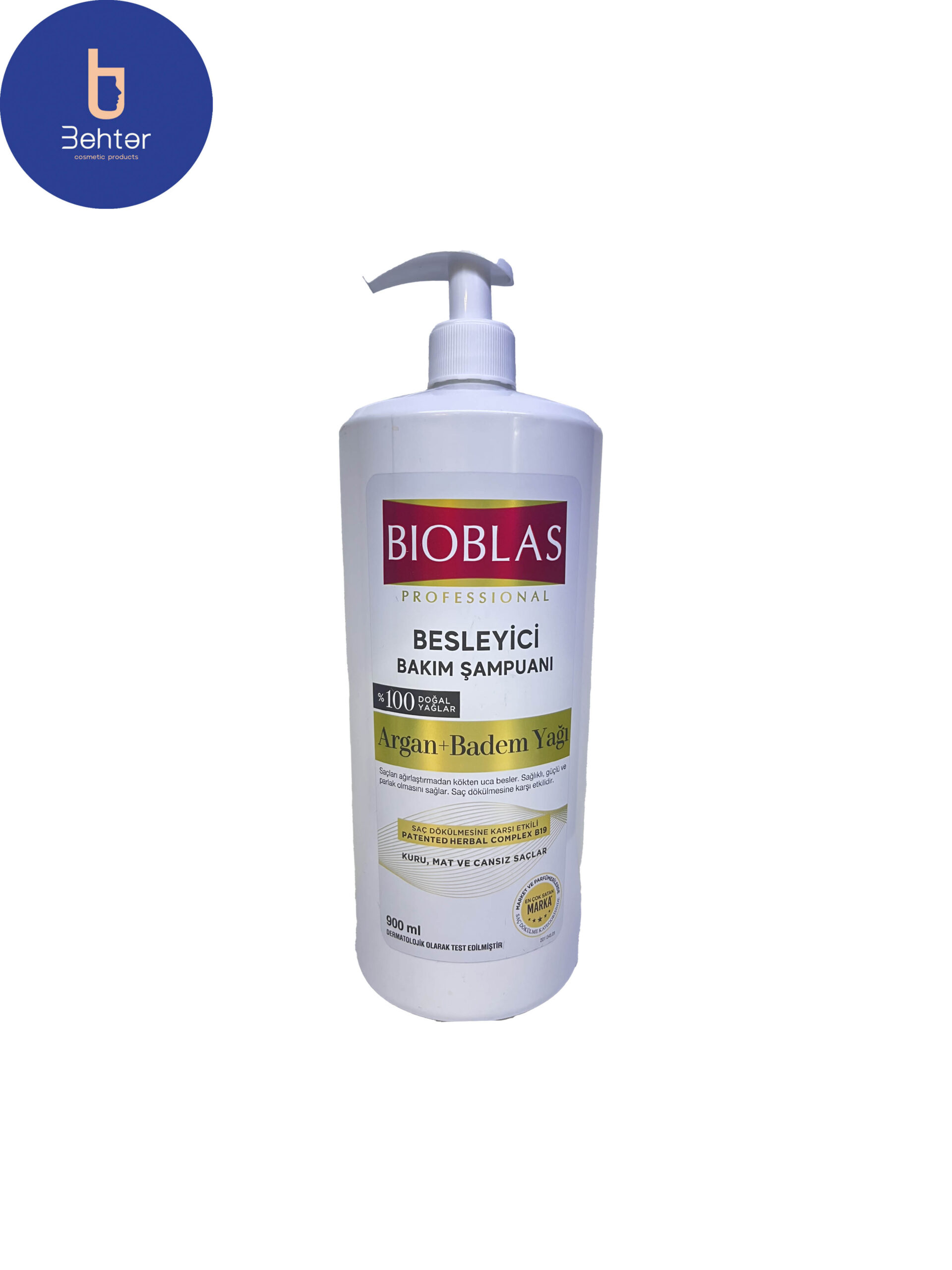شامپو آرگان و بادام  Bioblaslمدل Besleyici برای موی خشک و کدر حجم 900 میل Bioblasl Besleyici argan and almond shampoo for dry and dull hair volume 900 ml