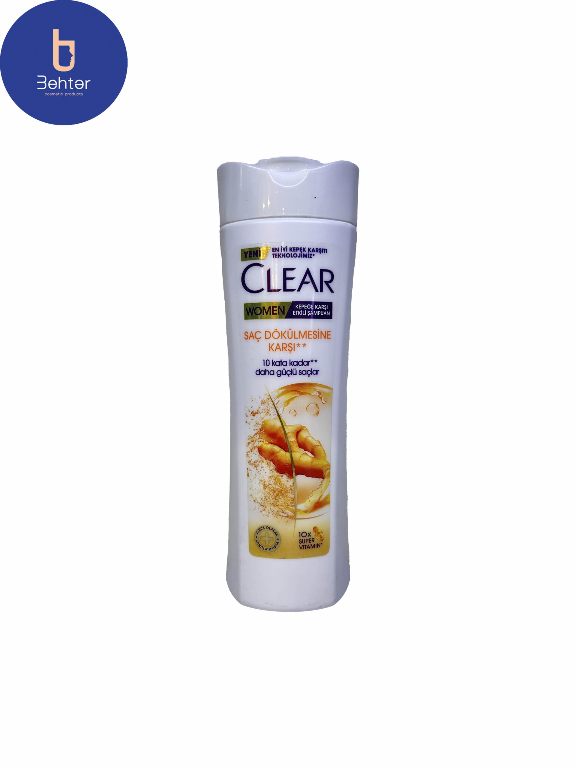 شامپو ضد شوره و ضد ریزش زنانه Clear حاوی عصاره زنجبیل حجم 350 میل Clear women’s anti-dandruff and anti-hair loss shampoo containing ginger extract, volume 350 ml