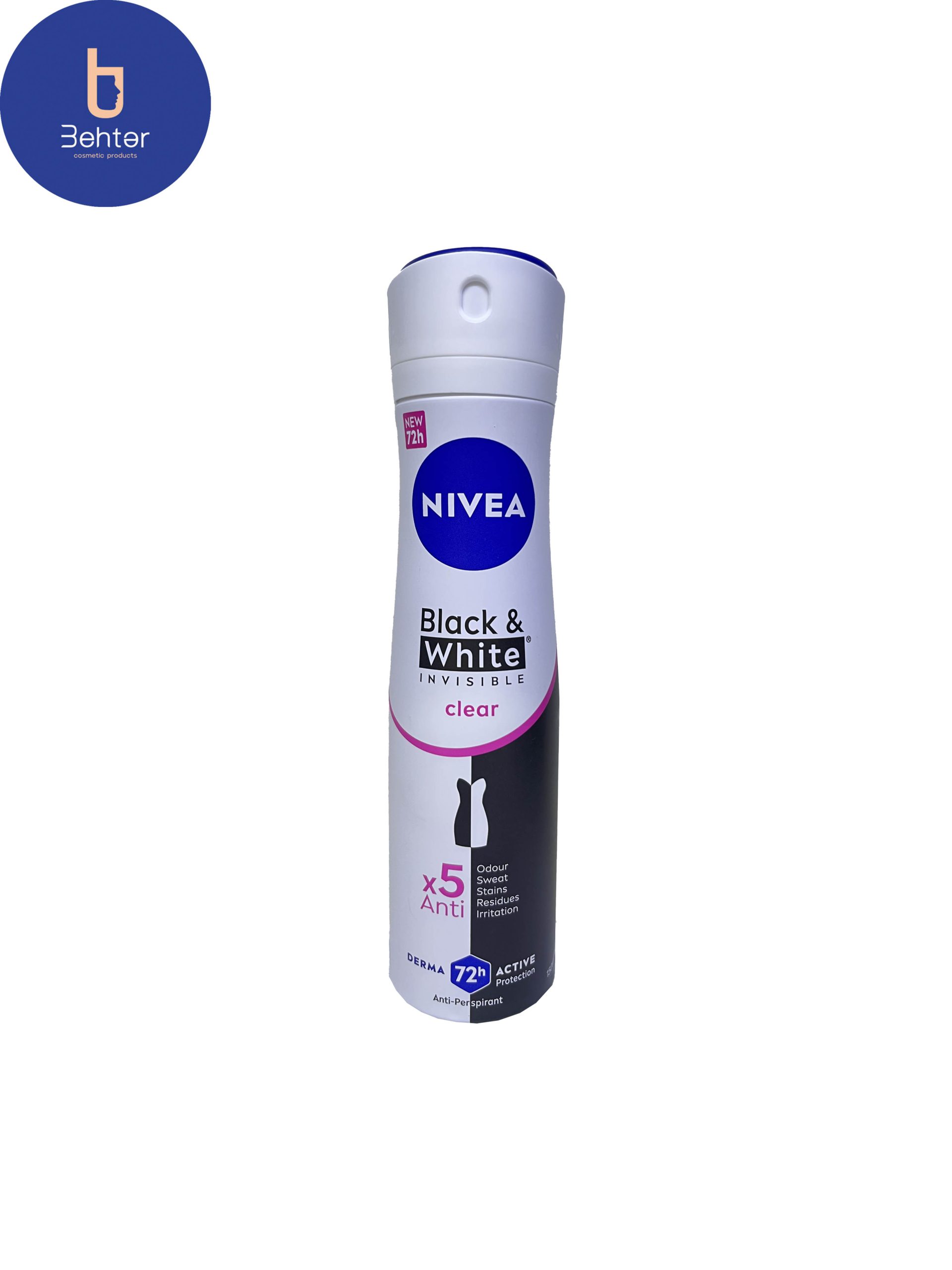 اسپری ضد تعریق زنانه Nivea مدل BLACK&WHITEحجم 150میل Nivea Women’s Antiperspirant Spray, BLACK & WHITE model, Volume 150 ml