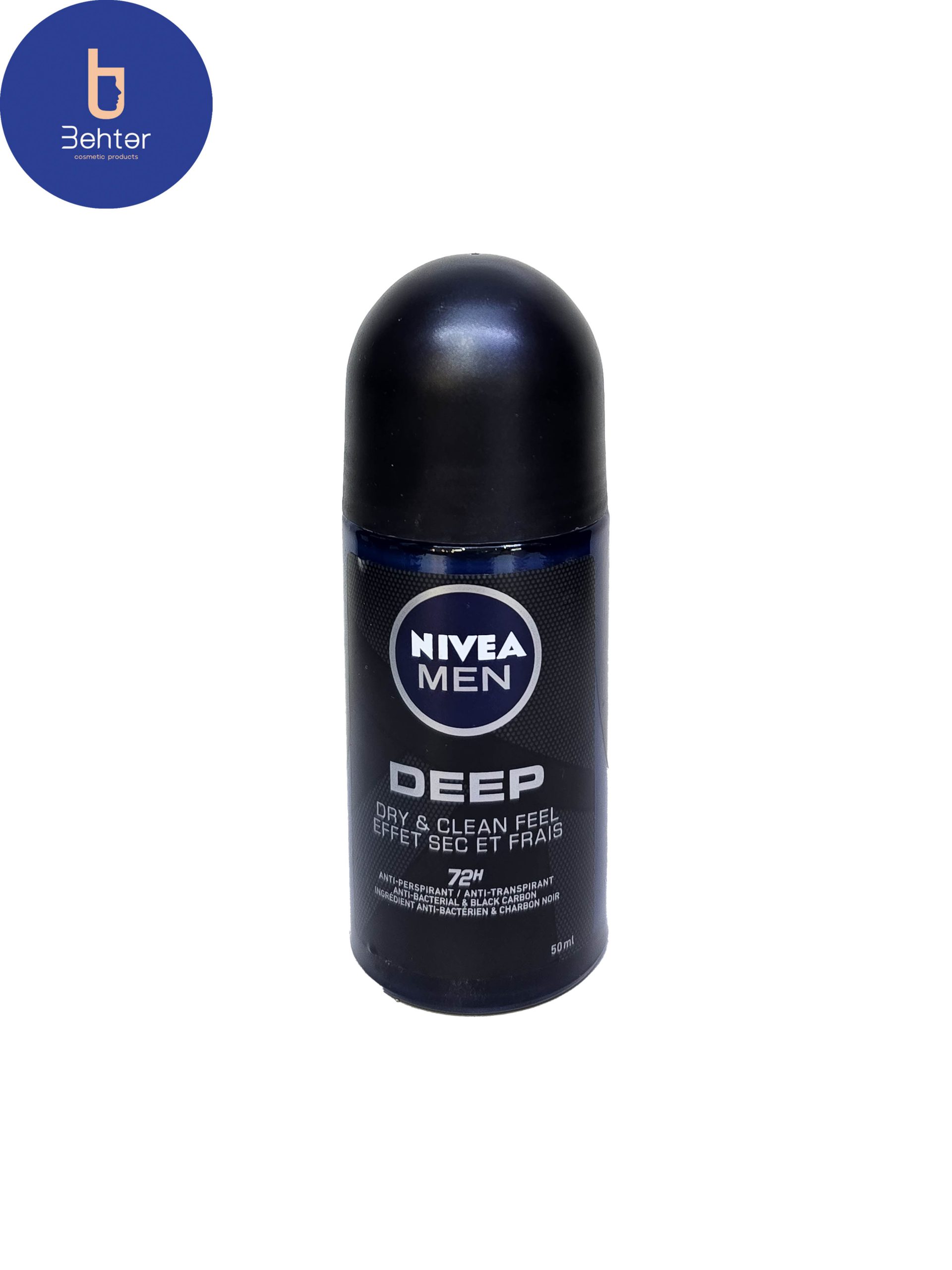 رول ضد تعریق مردانه Nivea  مدل  Deep dry & clean feelحجم50میل Nivea men’s antiperspirant roll, Deep dry & clean feel model , volume 50 ml