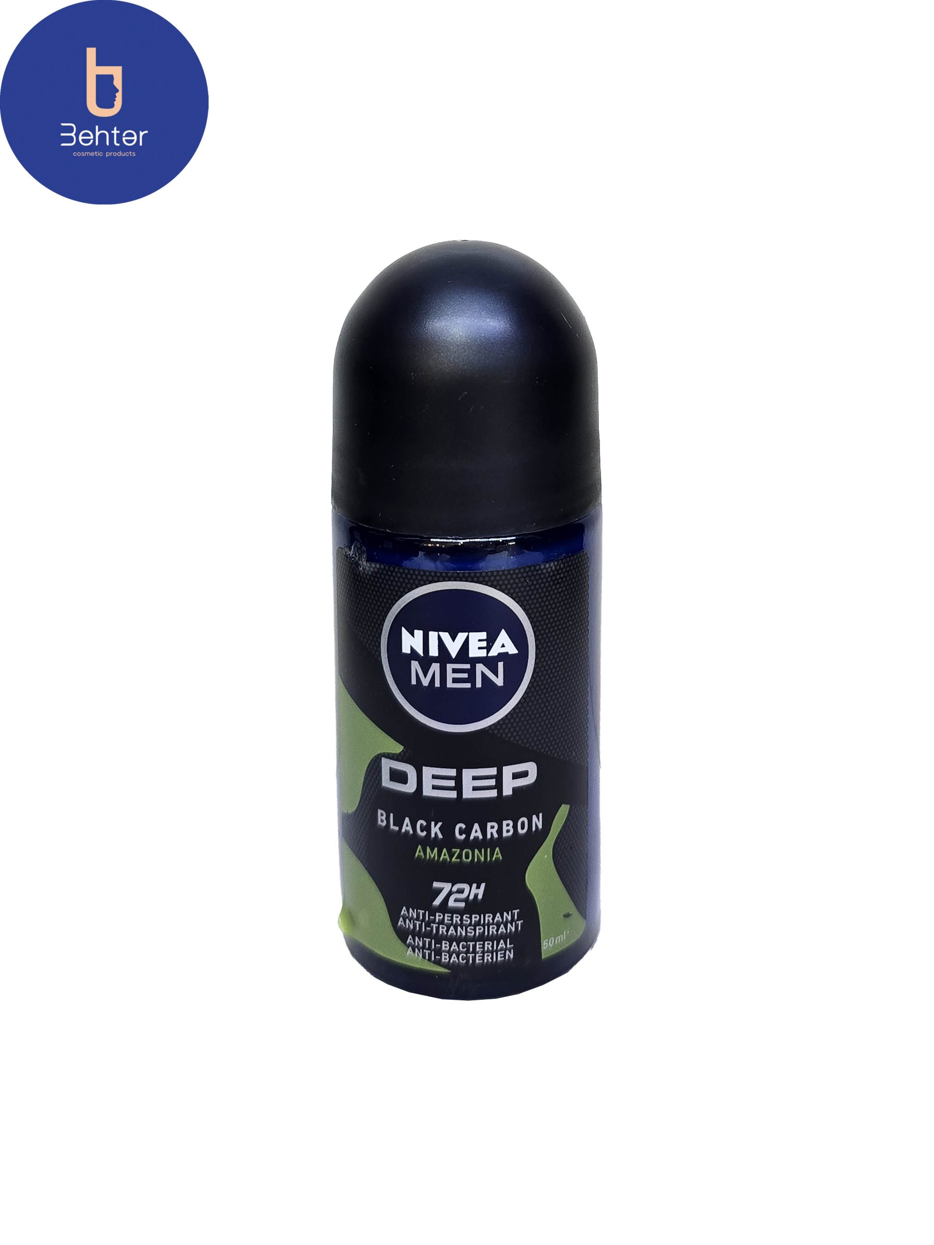 رول ضد تعریق مردانه Nivea مدل DEEP BLACK CARBONحجم50میل Nivea antiperspirant roll for men,  Deep black carbon model, volume 50 ml