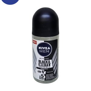 رول ضد تعریق مردانهNivea مدل Black & White invisible حجم 50میل Nivea antiperspirant roll for men, Black & White invisible model, volume 50 ml