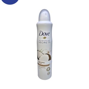 اسپری ضدتعریق زنانه داو با رایحه نارگیل و یاس مدل nourishing secretsحجم ۲۵۰ میلی لیترDove women’s antiperspirant spray with coconut and jasmine scent, Nourishing Secrets model, volume 250 ml