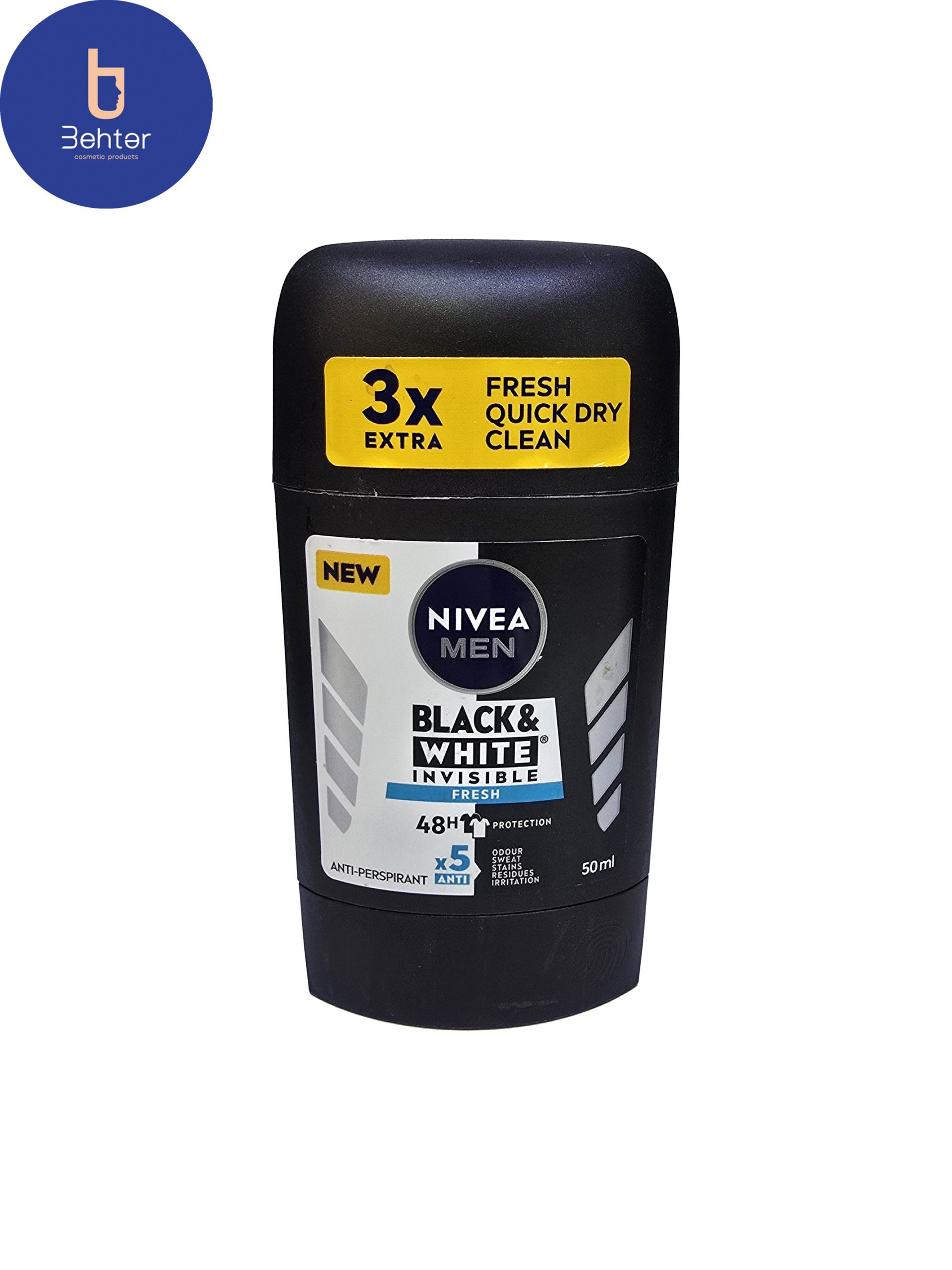 ضدتعریق صابونی Nivea مدل Black And White Invisible Fresh حجم 50 میل Nivea soapy antiperspirant, Black And White Invisible Fresh model, volume 50 ml
