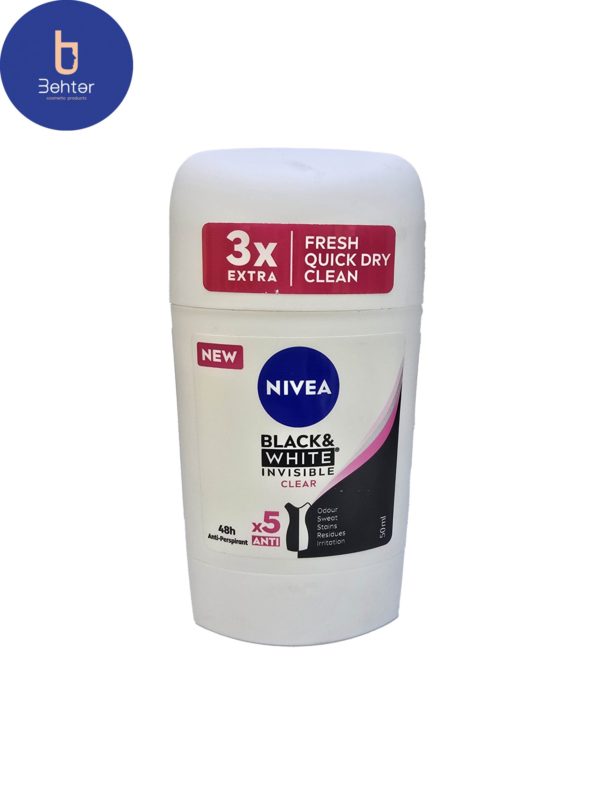 ضد تعریق صابونی Nivea مدل Black & white Clear حجم 200 میل Nivea soapy antiperspirant, Black & white Clear model, volume 200 ml