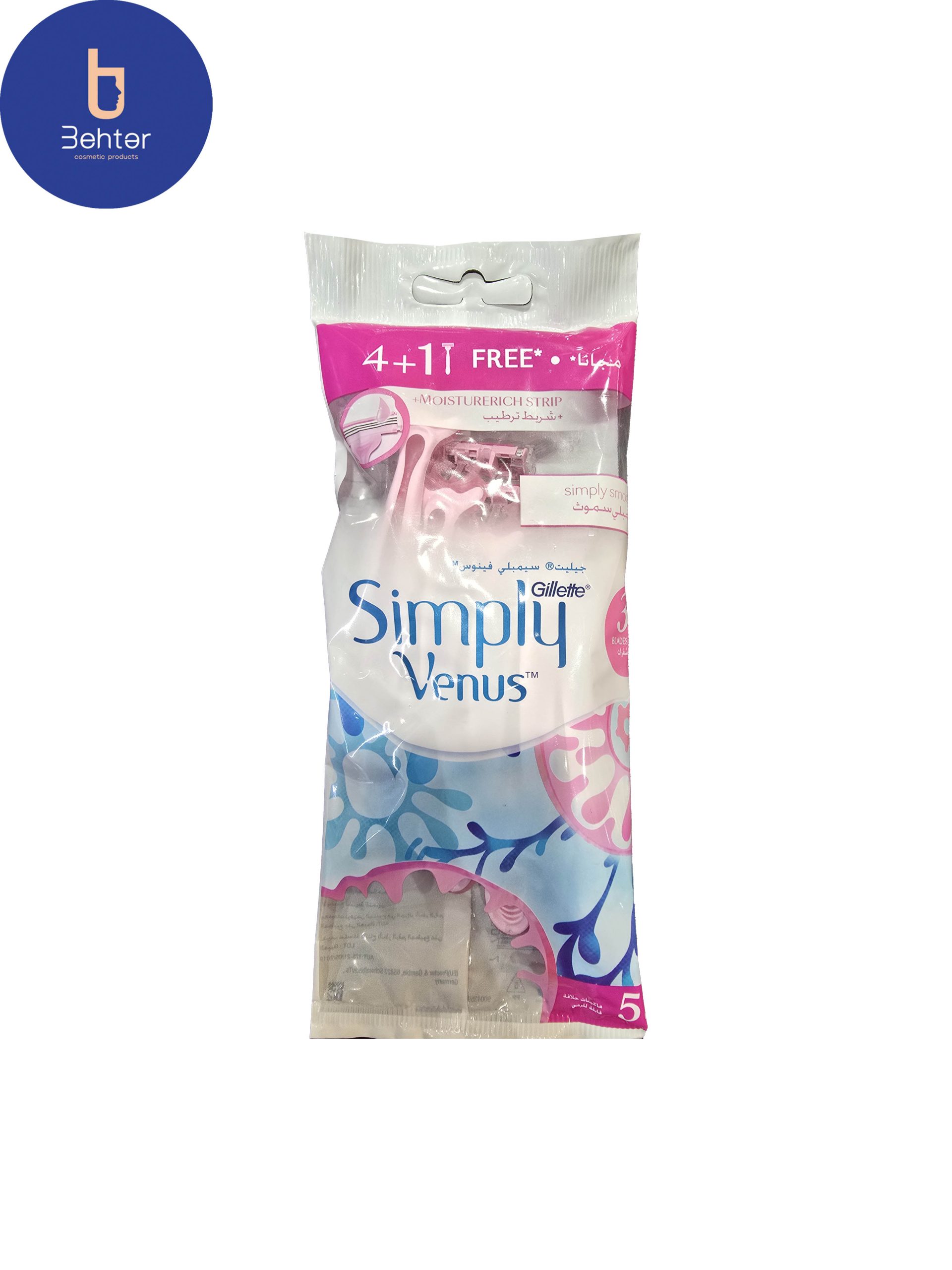 خودتراش زنانه Venus مدل Simply venus بسته 5عددی Women’s self shaver Venus model Simply venus pack of 5 pieces