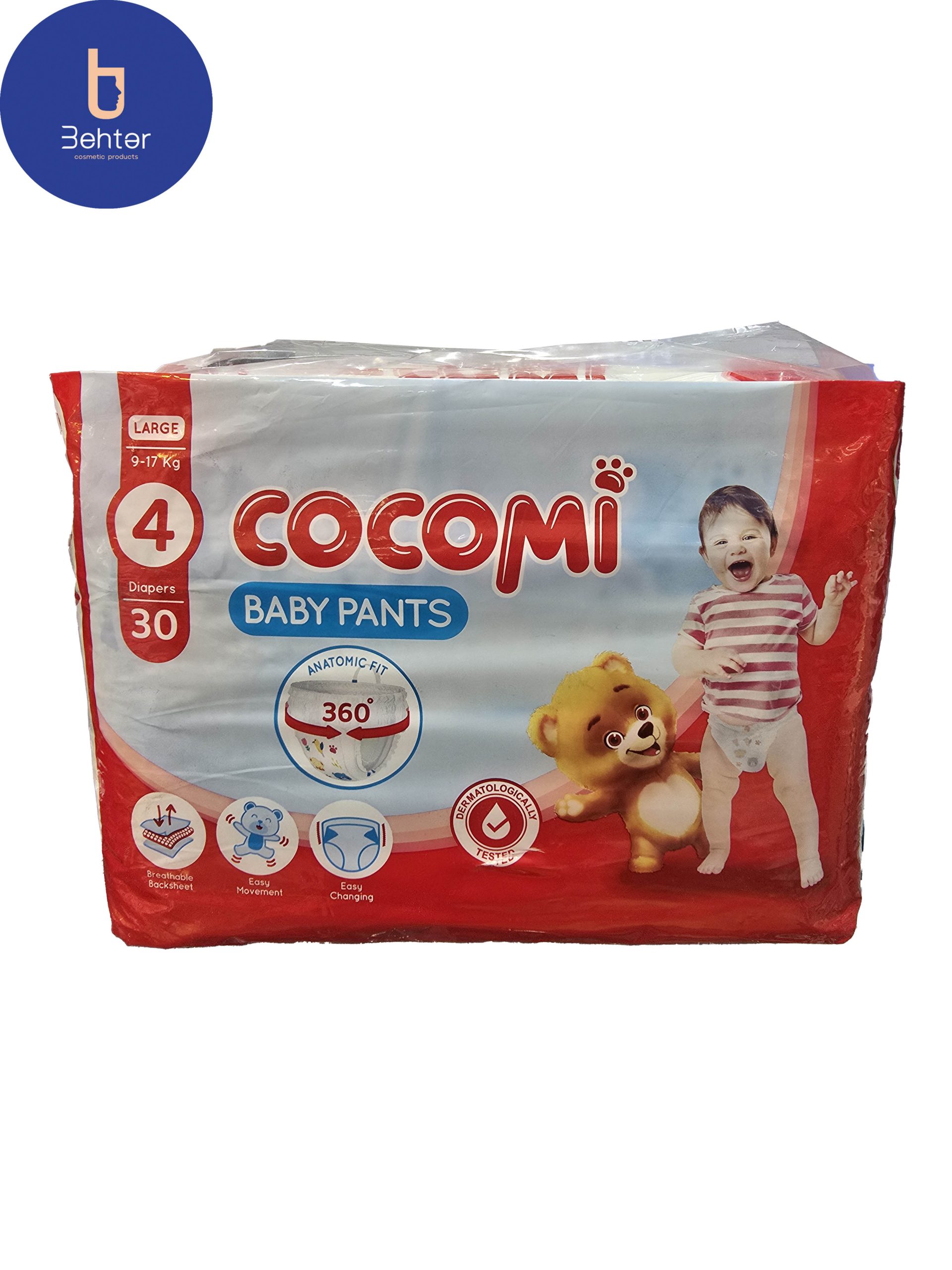 پوشک کوکومی شورتی سایز 4 LARGE بسته بندی 30 عددی Cocomi diapers, size 4 LARGE, 30 pieces
