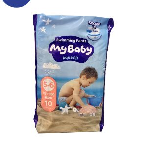 پوشک استخری مای بیبی سایز 5 تا 6 LARGE بسته بندی 10 عددی My Baby pool diapers, size 5 to 6 LARGE, 10 pack