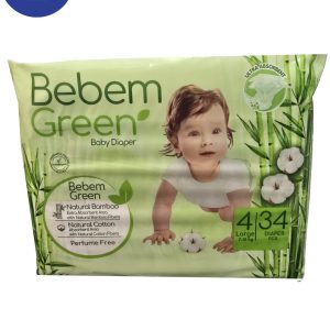پوشک ببم سبز سایز 4 LARGE بسته بندی 34 عددی Bebem Green diapers, size 4, LARGE, 34 pcs